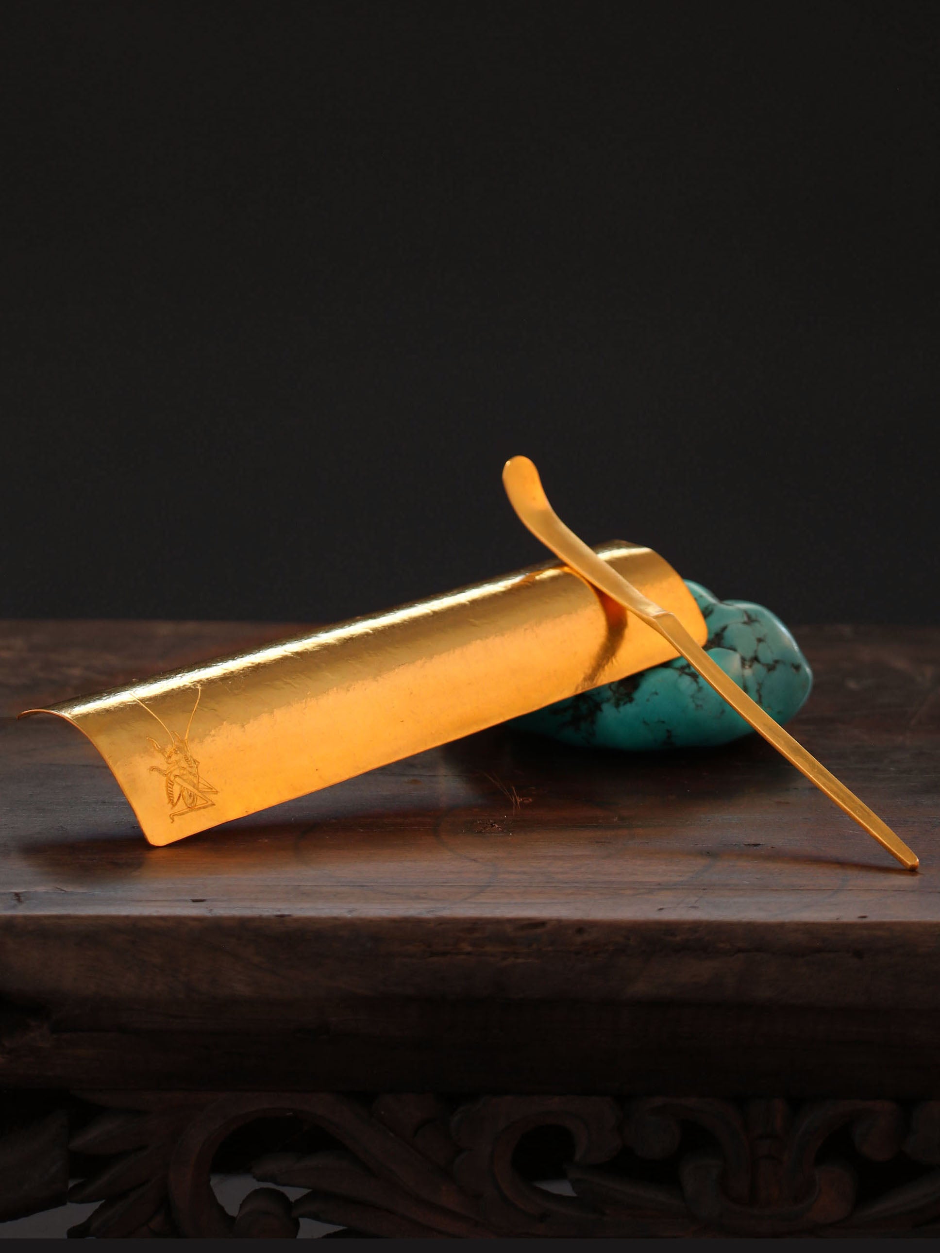 蝈蝈纯金茶则茶匙