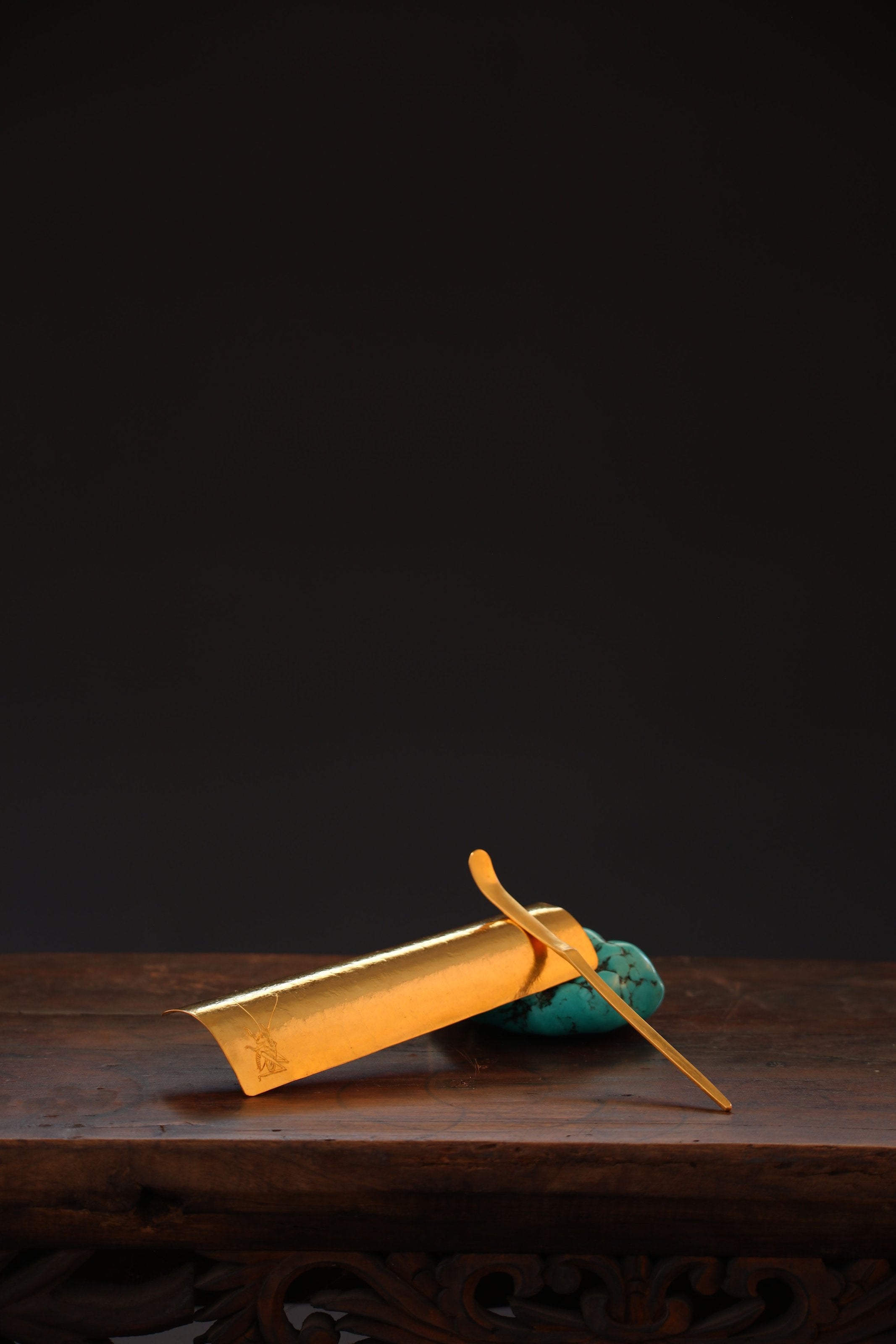 蝈蝈纯金茶则茶匙