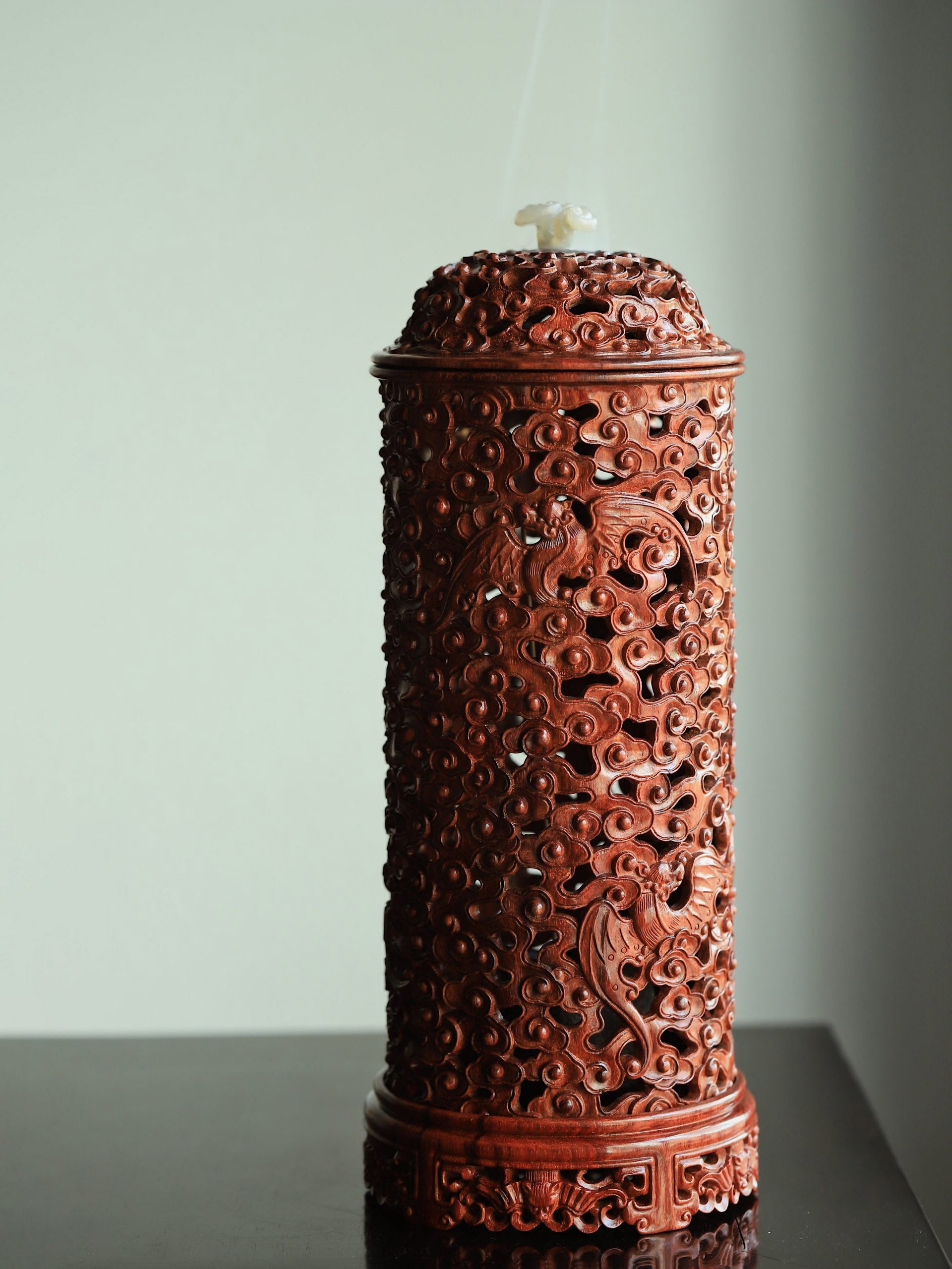 小叶紫檀香炉福气临门