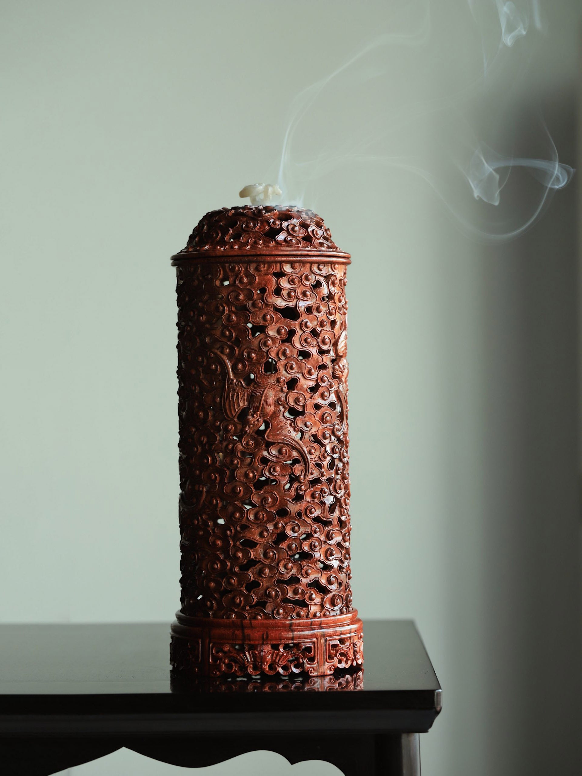 小叶紫檀香炉福气临门