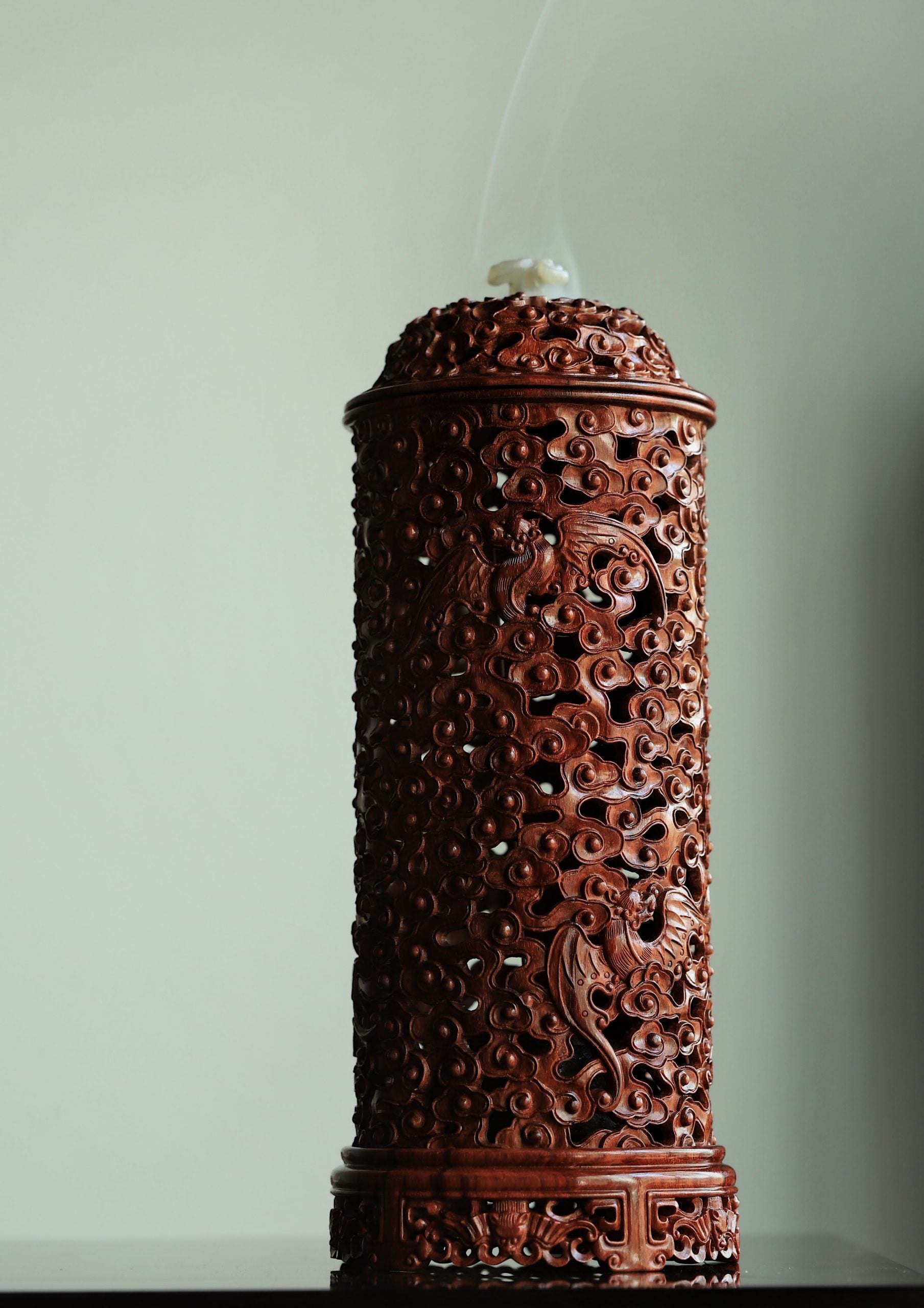 小叶紫檀香炉福气临门