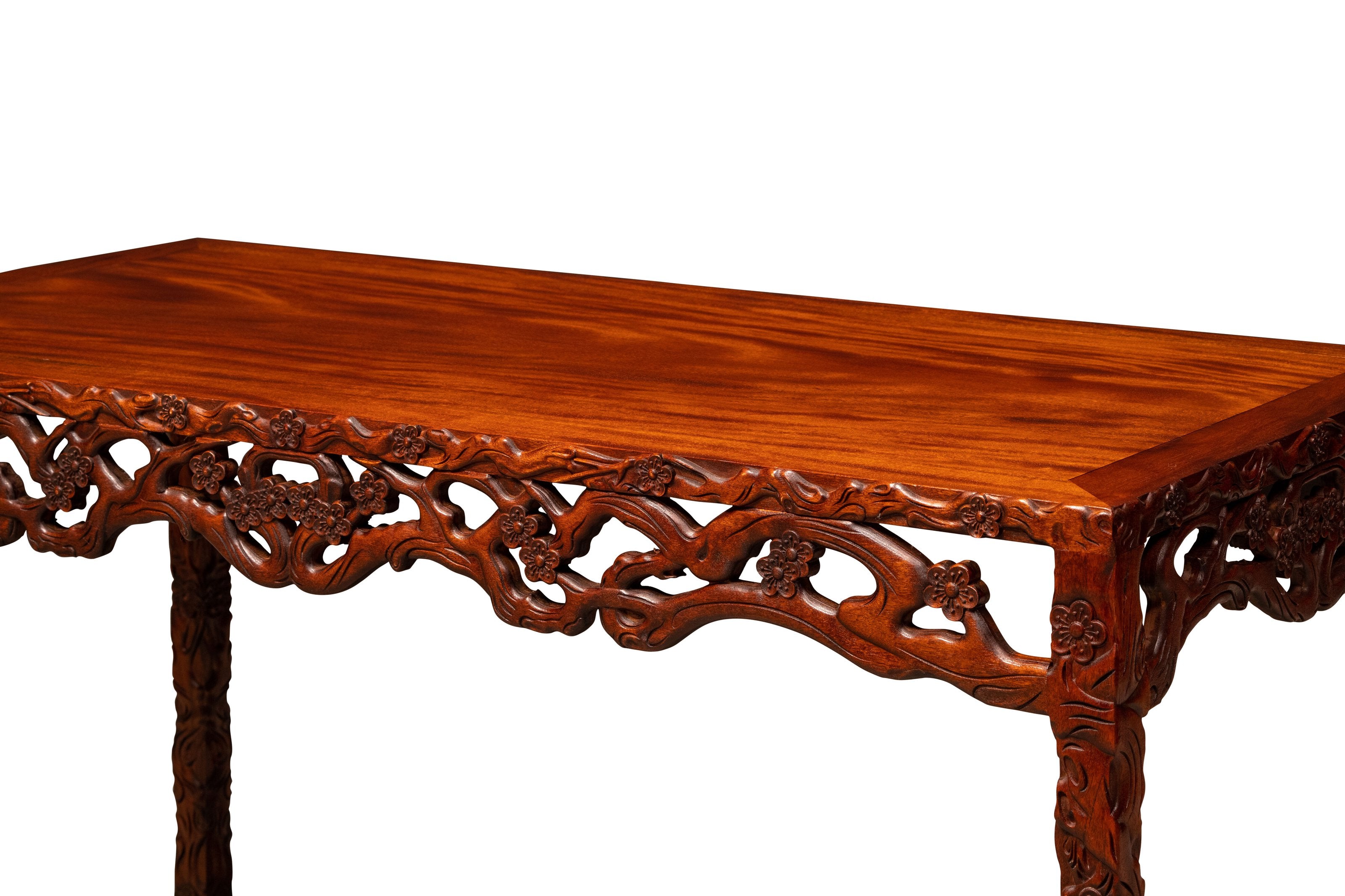 花梨木梅花纹四面平条桌