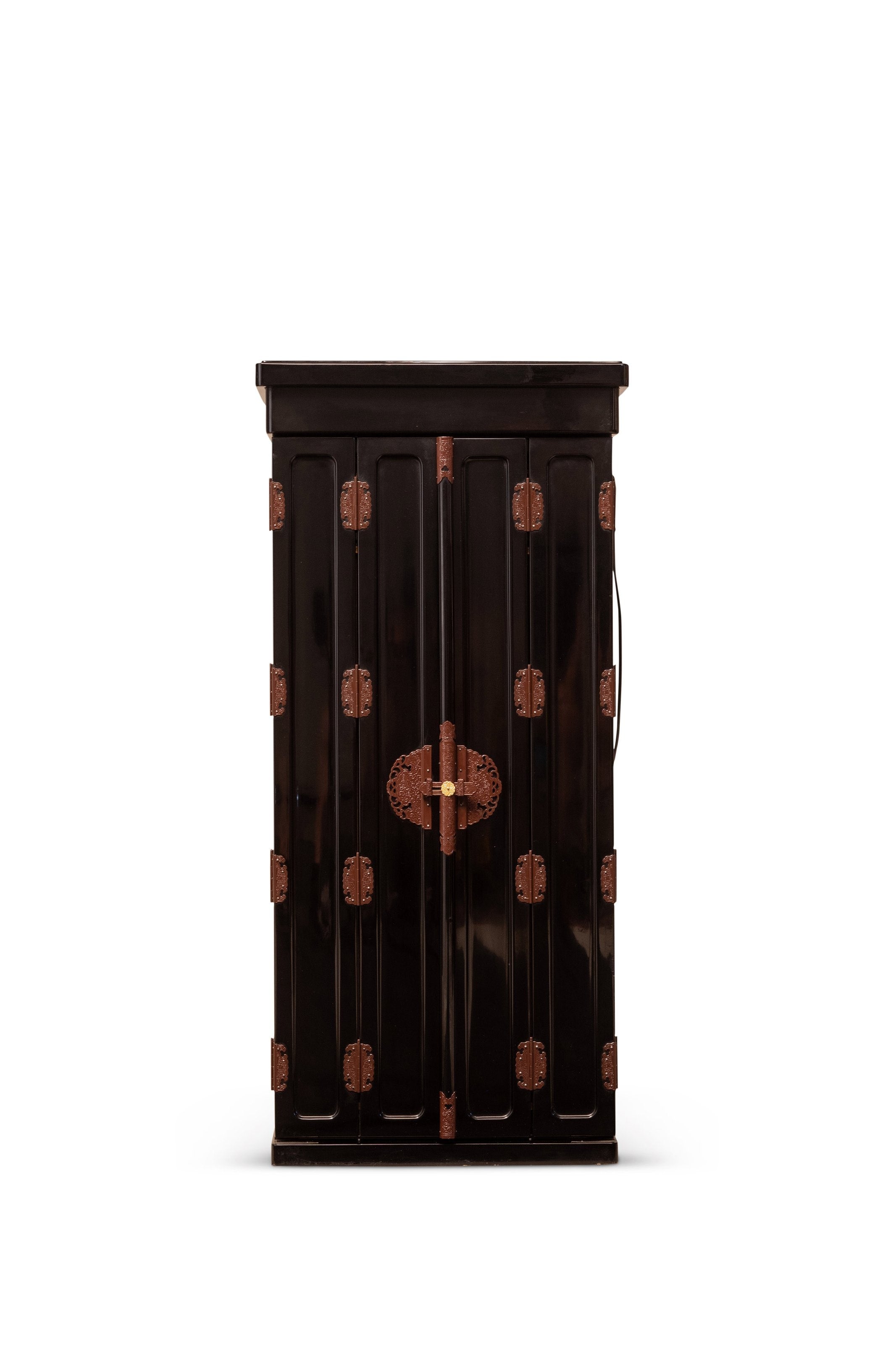 Lacquered and gold-carved crane and flower balustrade Buddhist niche