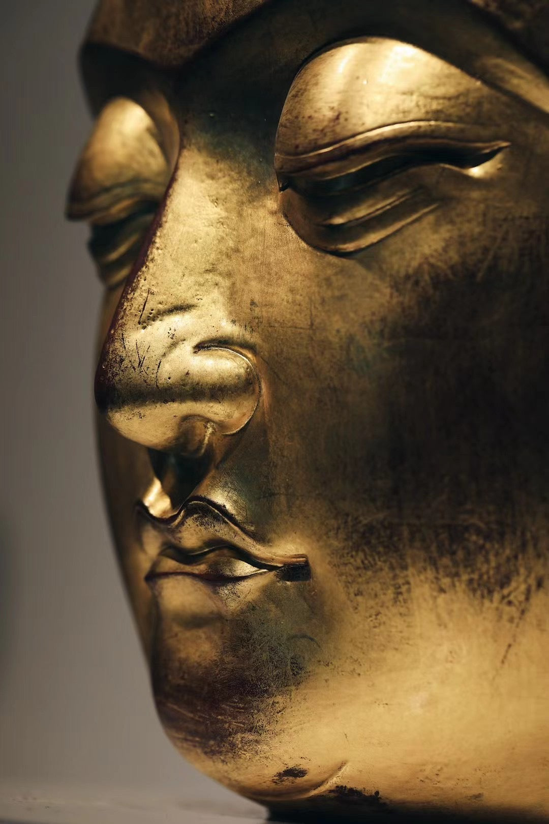 Ebony and Gold Leaf Buddha Head