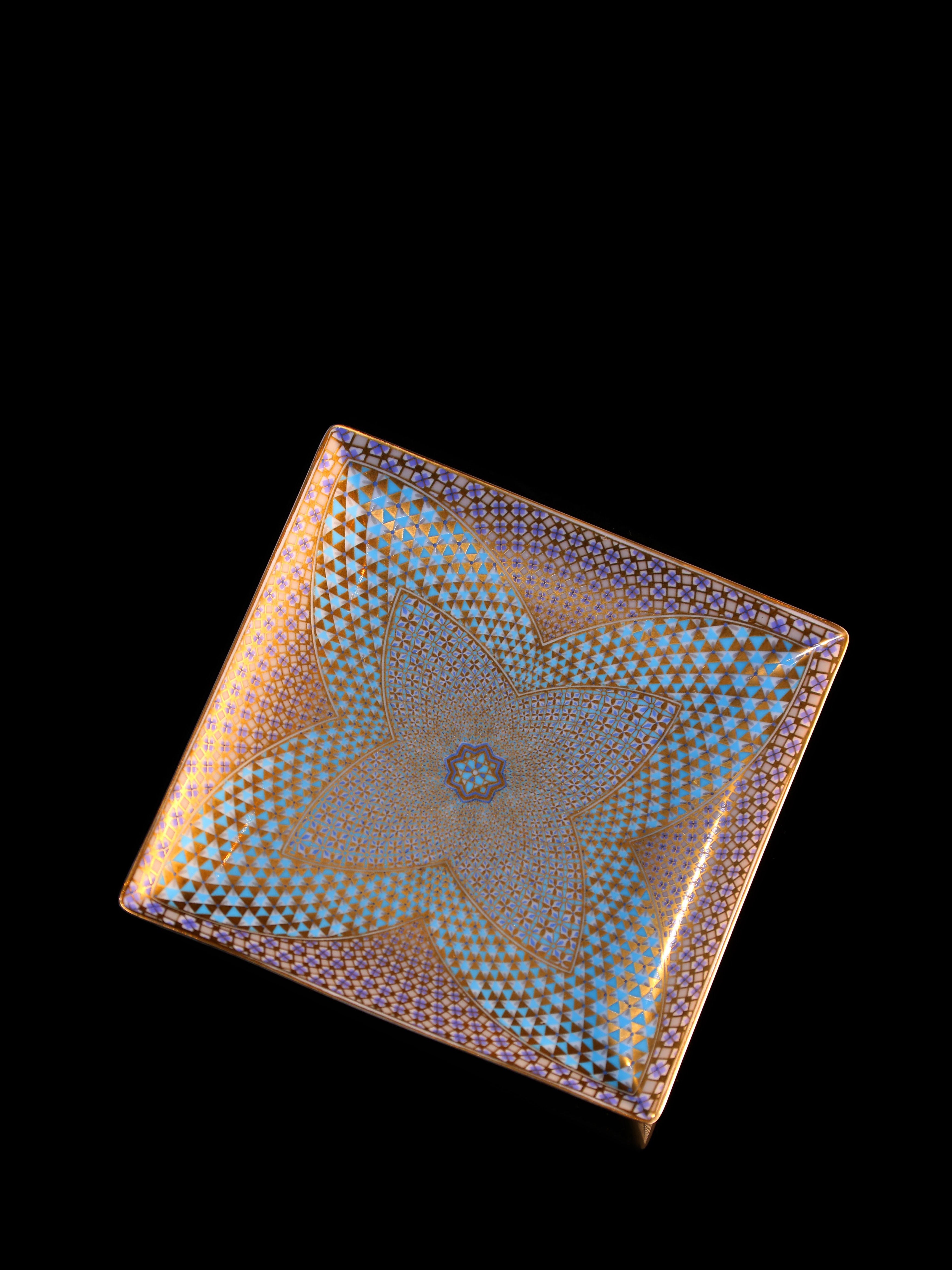 金彩方茶盘成对