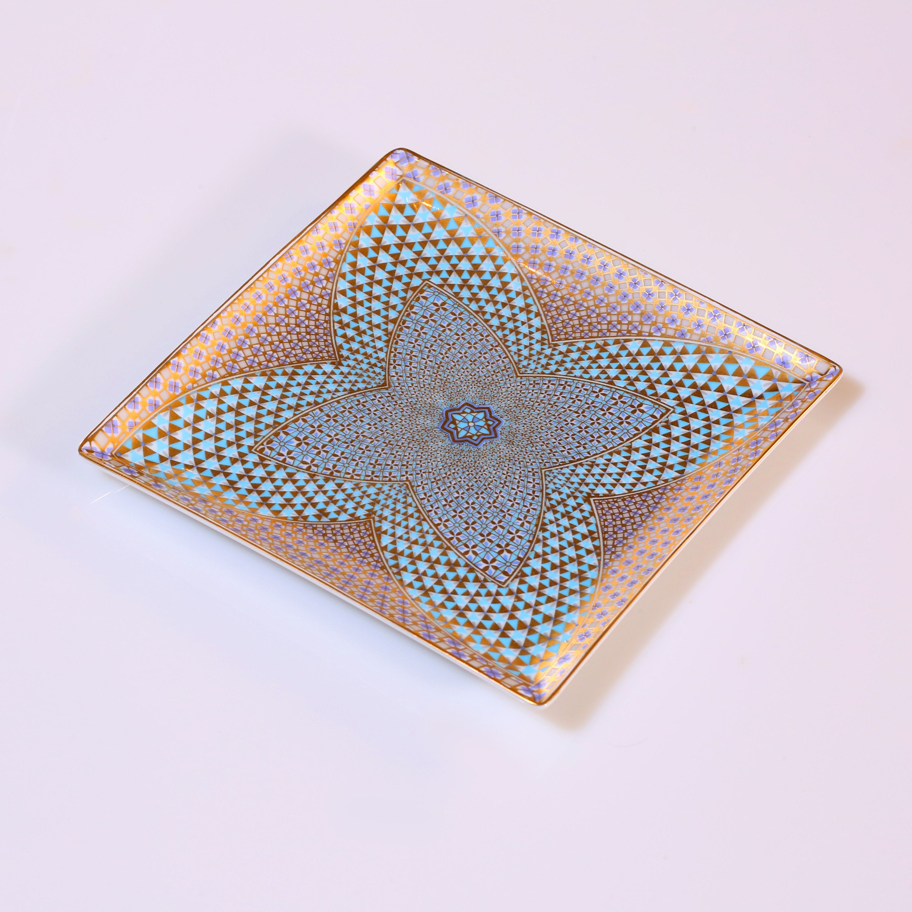 金彩方茶盘成对