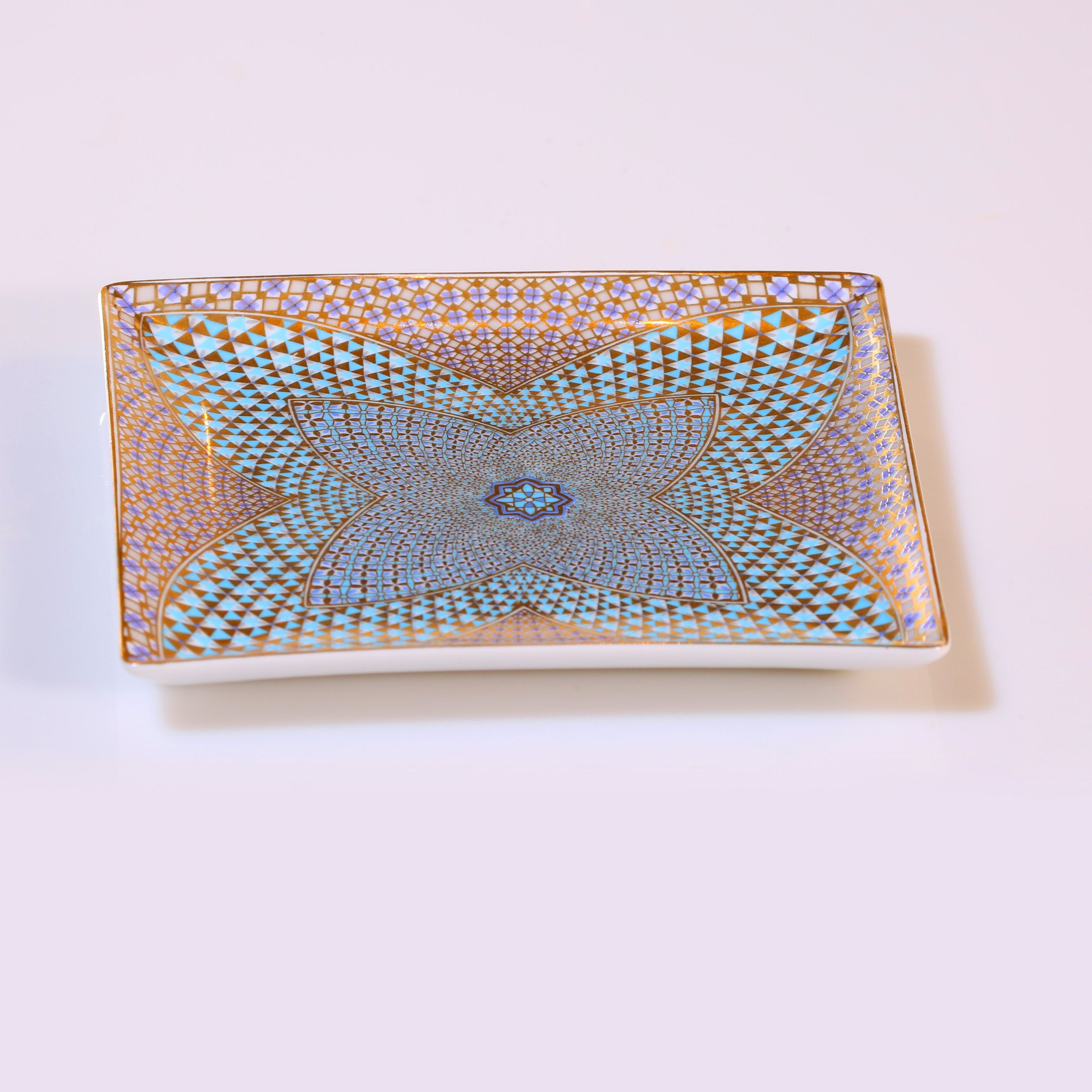 金彩方茶盘成对