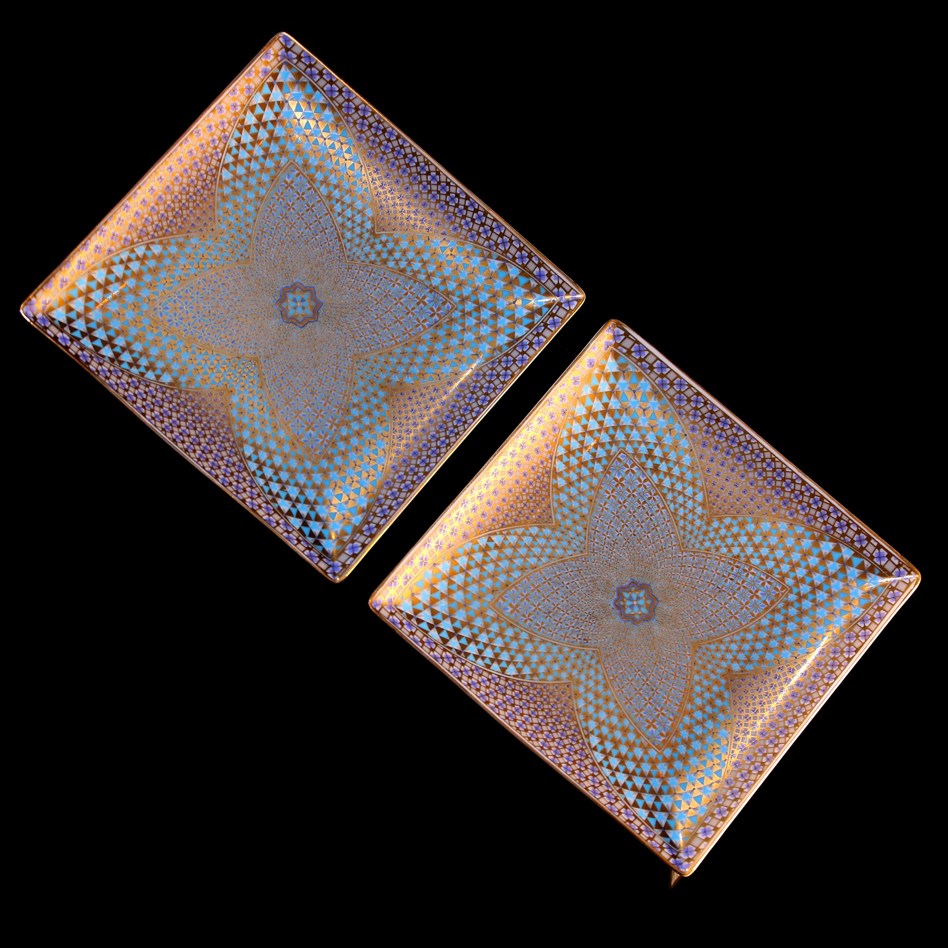 金彩方茶盘成对