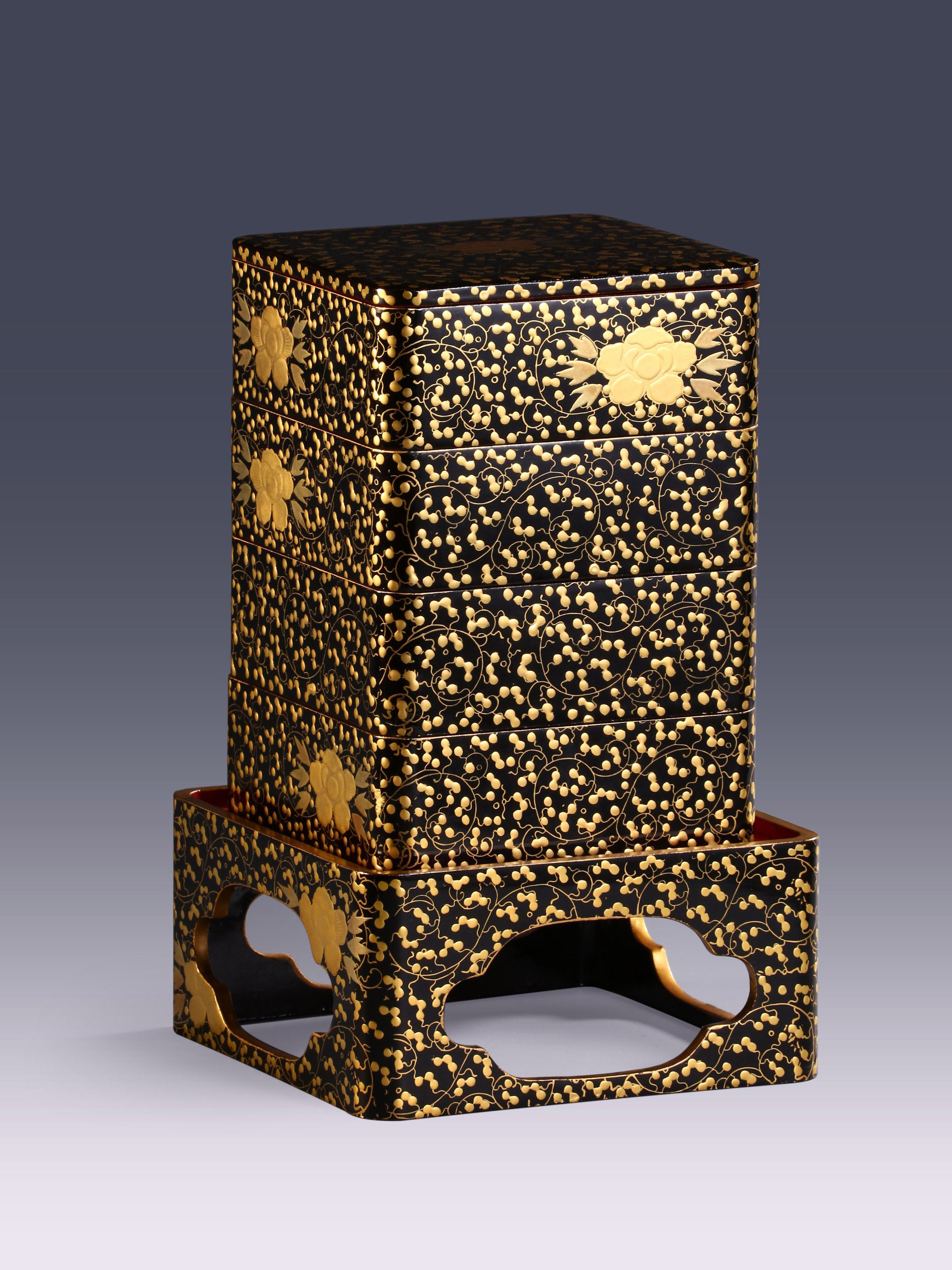 日本金莳绘四重茶盒