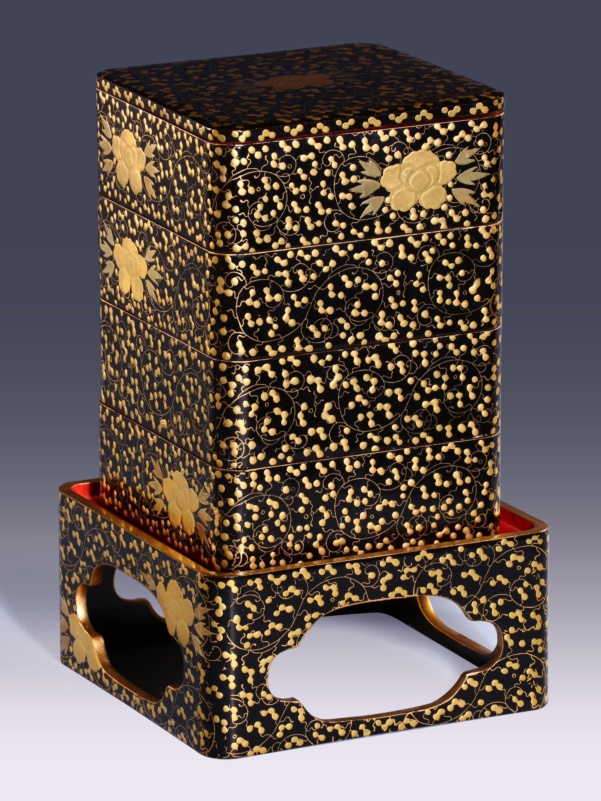 日本金莳绘四重茶盒