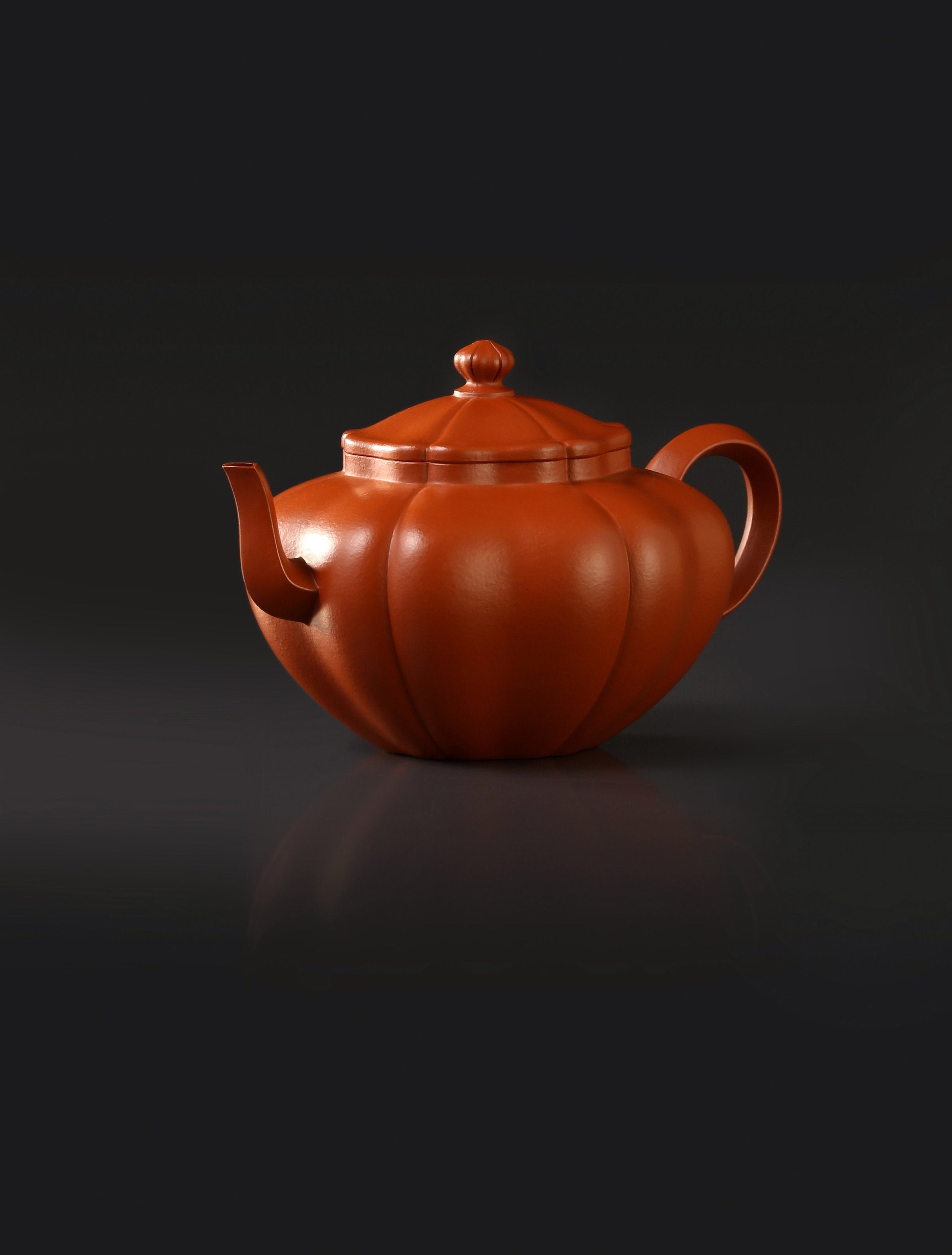 张丽妹制小煤窑朱泥六瓣葵花壶