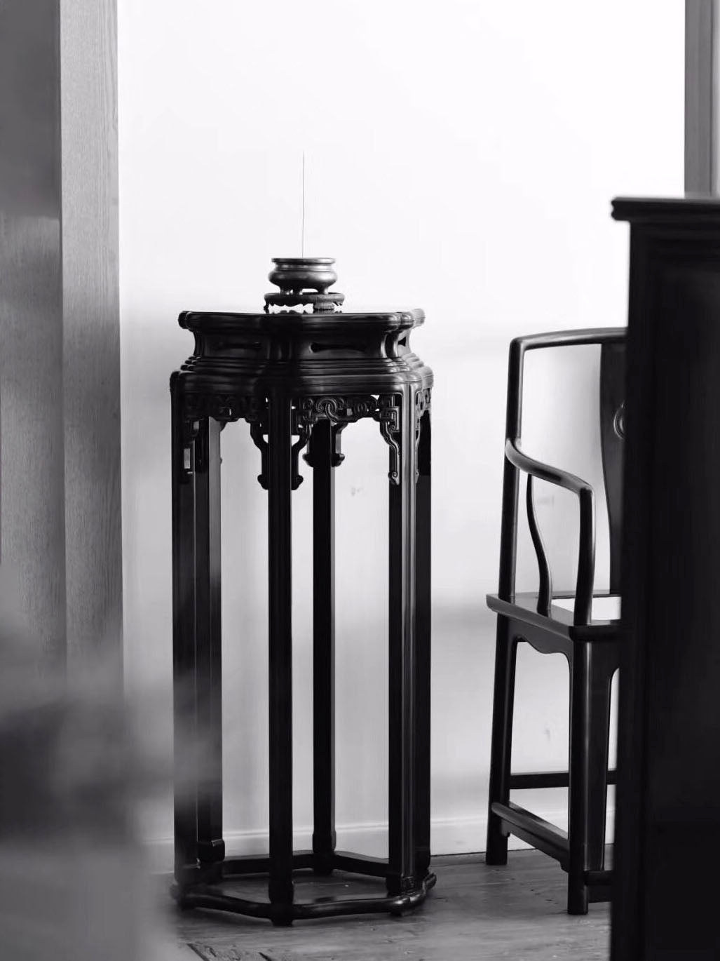 赞比亚紫檀 六角缠枝花几