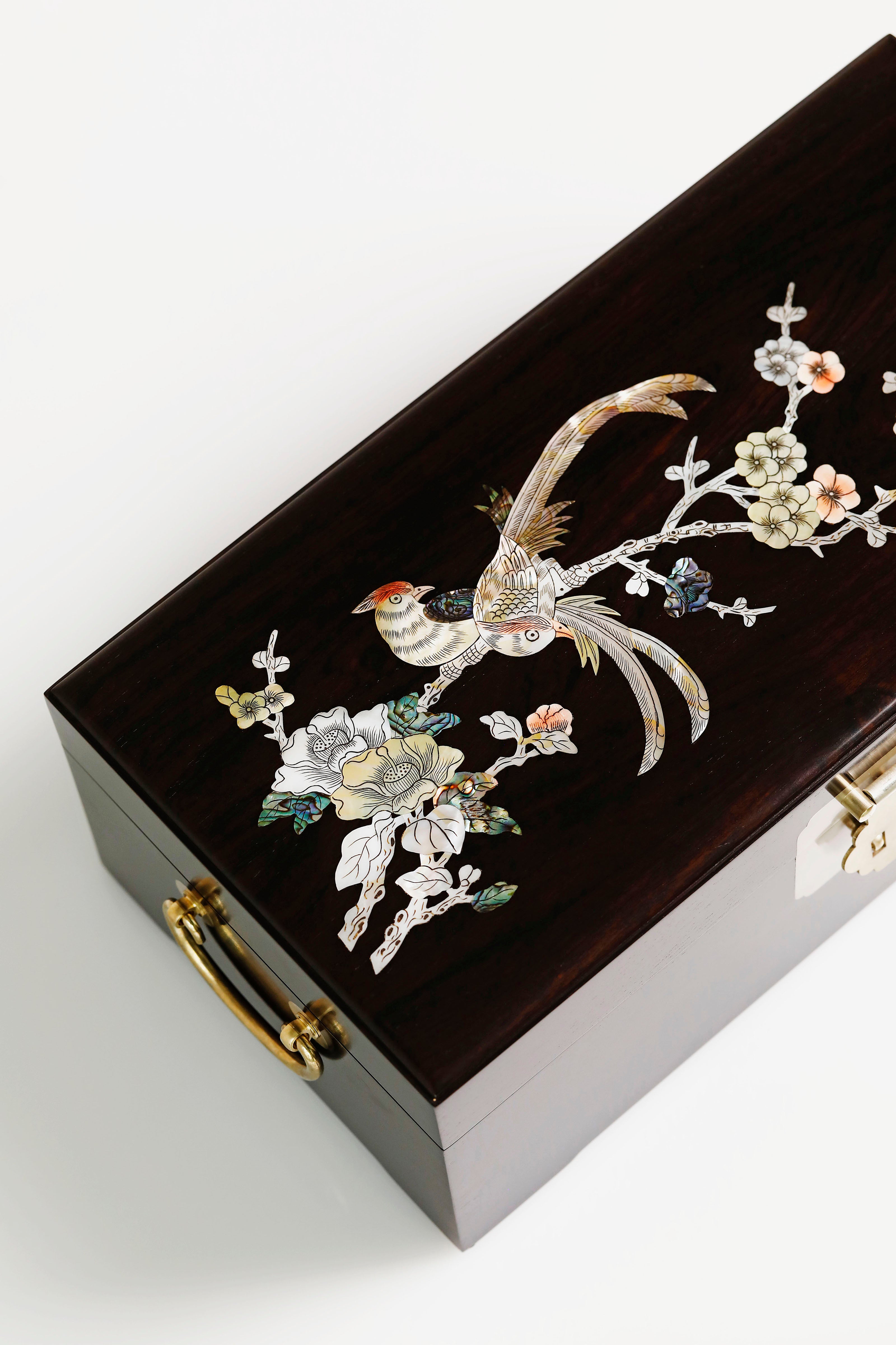 紫光檀喜上眉梢螺钿盒