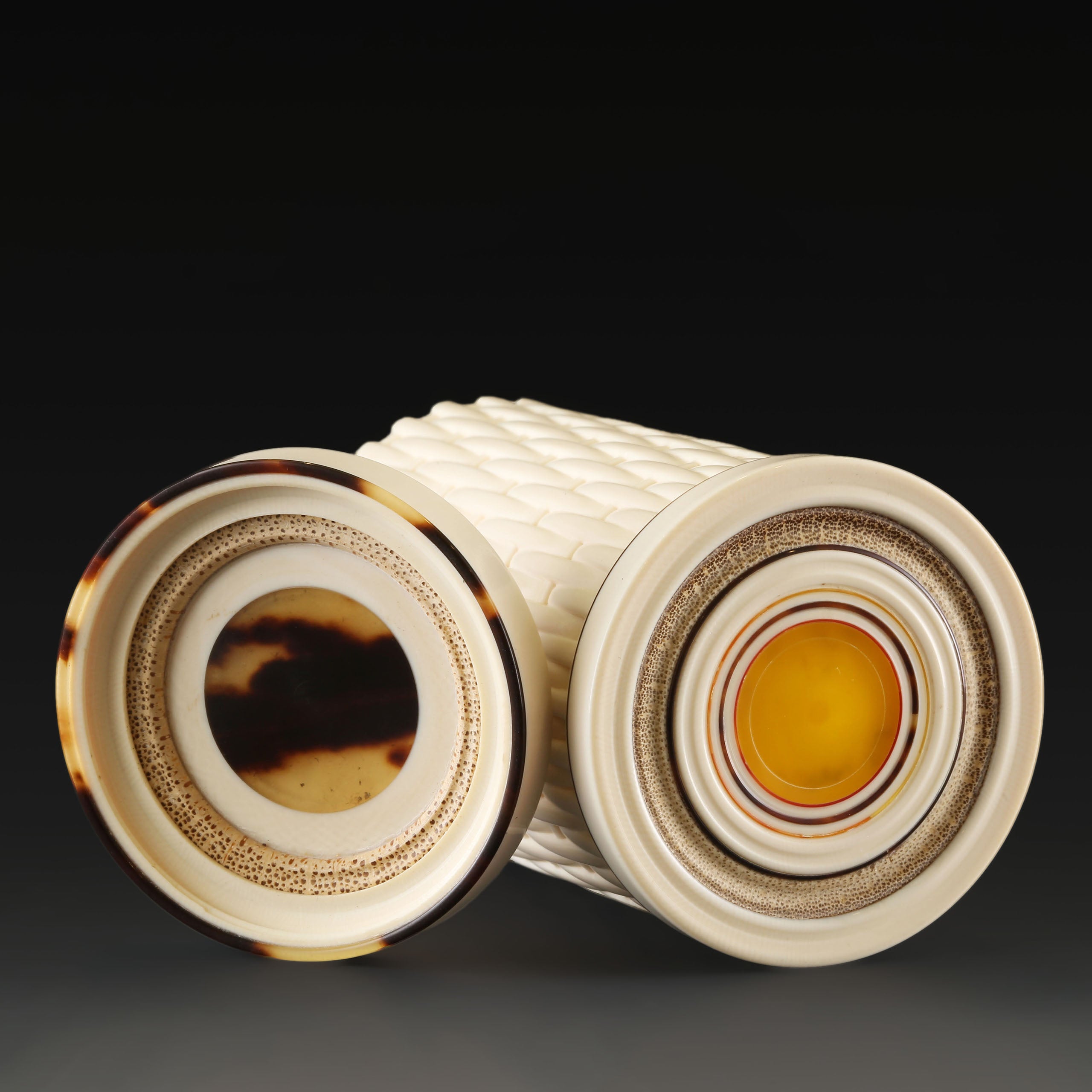 猛犸牙竹编纹茶叶罐