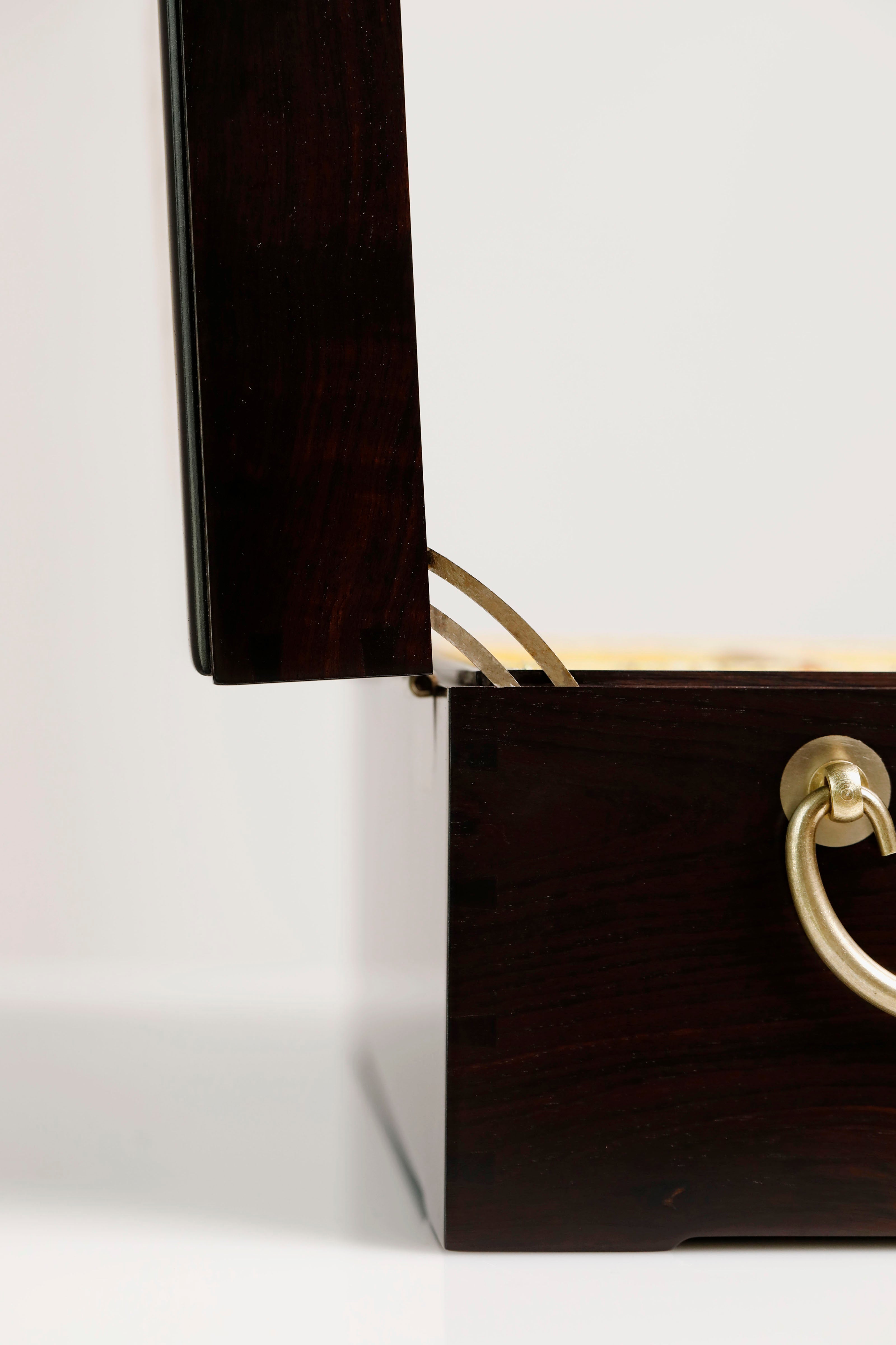 紫光檀鸳鸯戏水/博古图描金盒