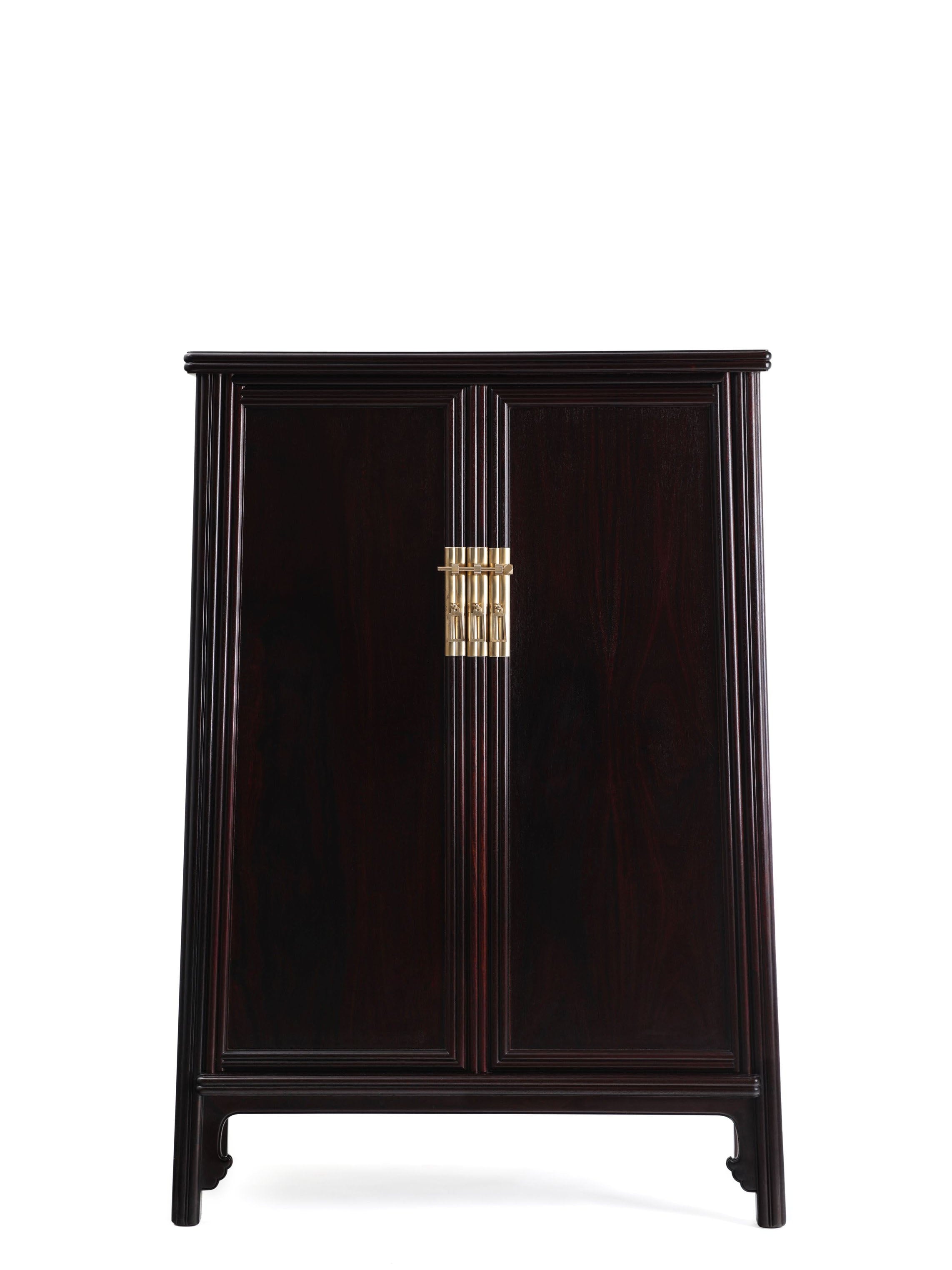 明式 瓜棱 圆角案上茶边柜