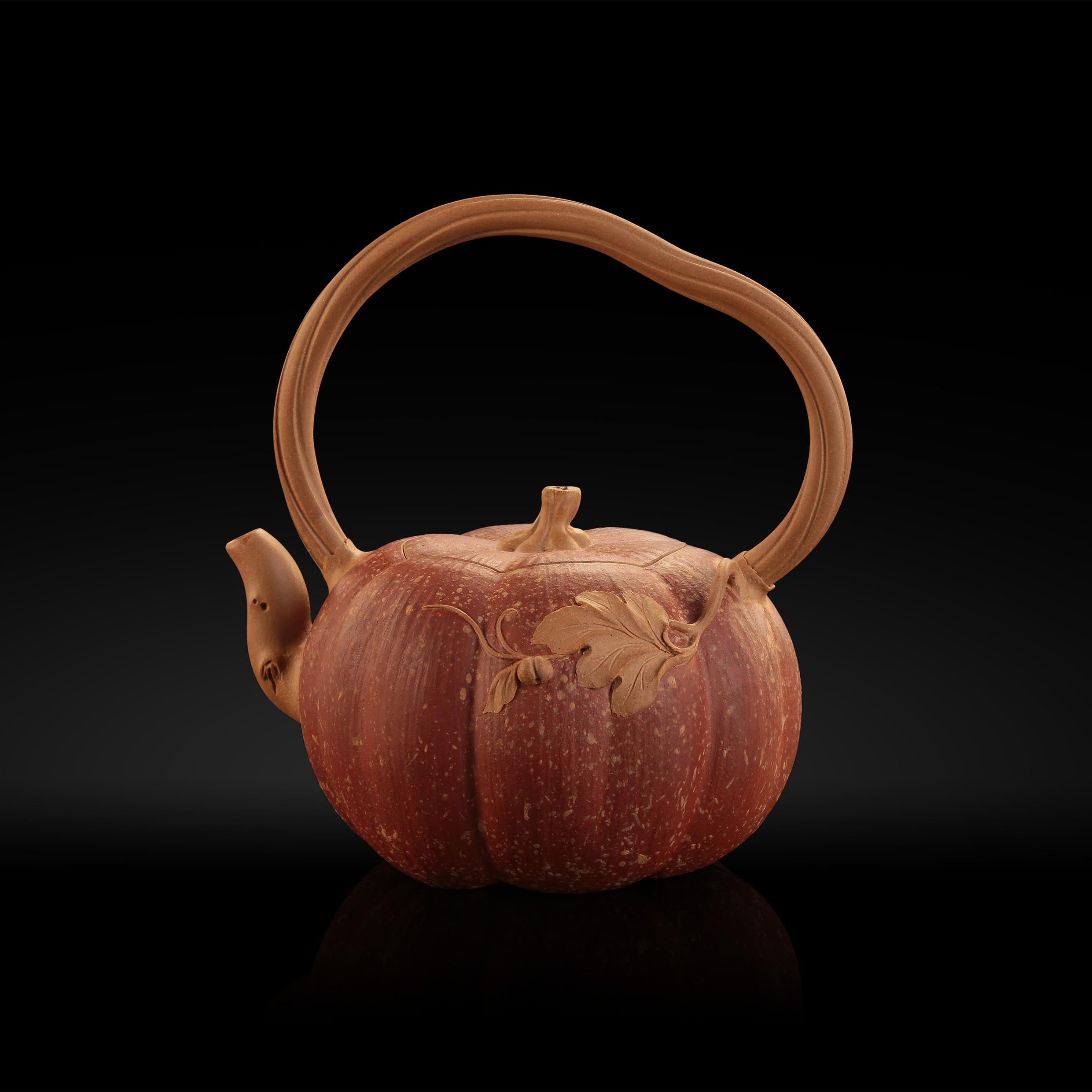 Duan Clay Pumpkin Beam-handle Teapot
