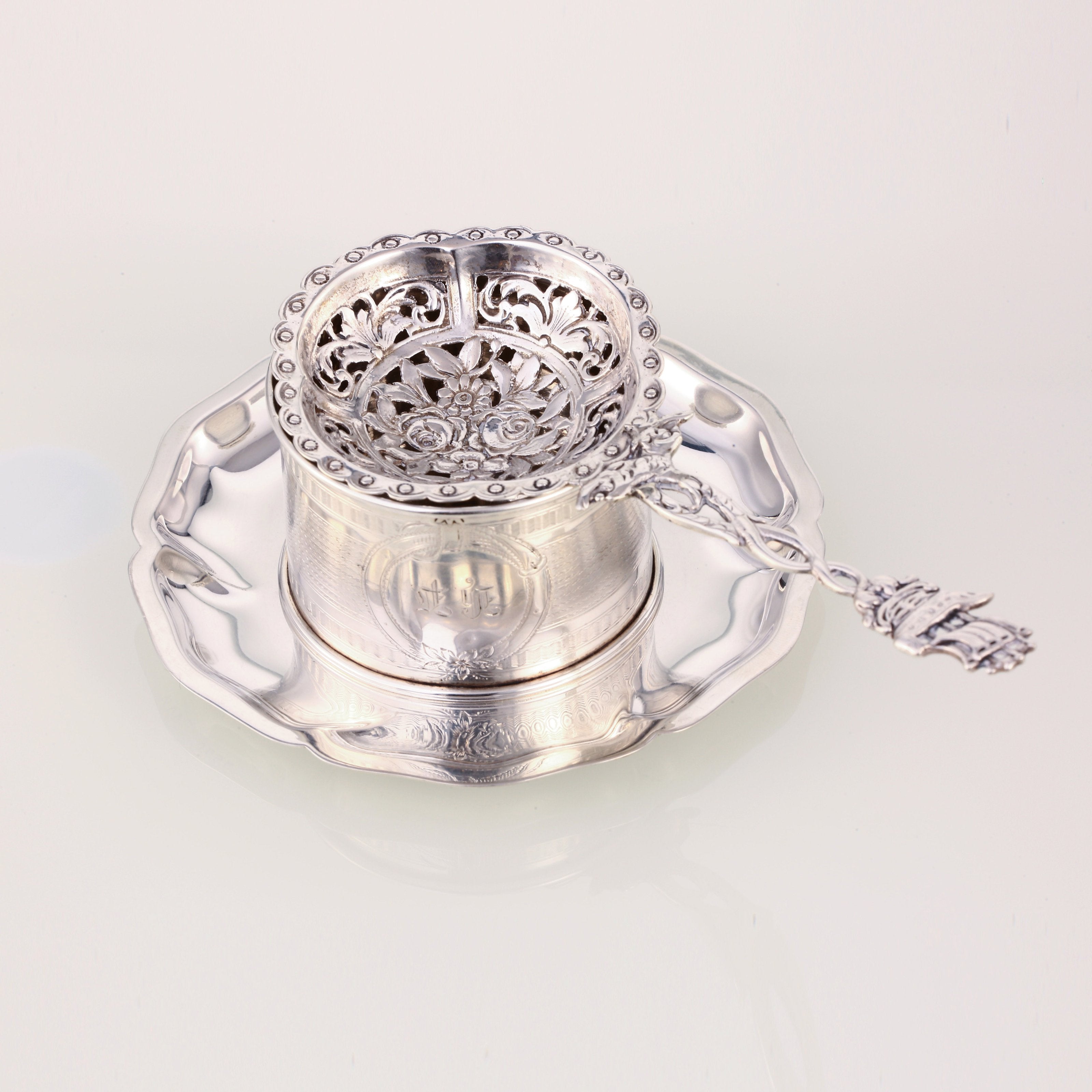 欧洲古董纯银茶滤