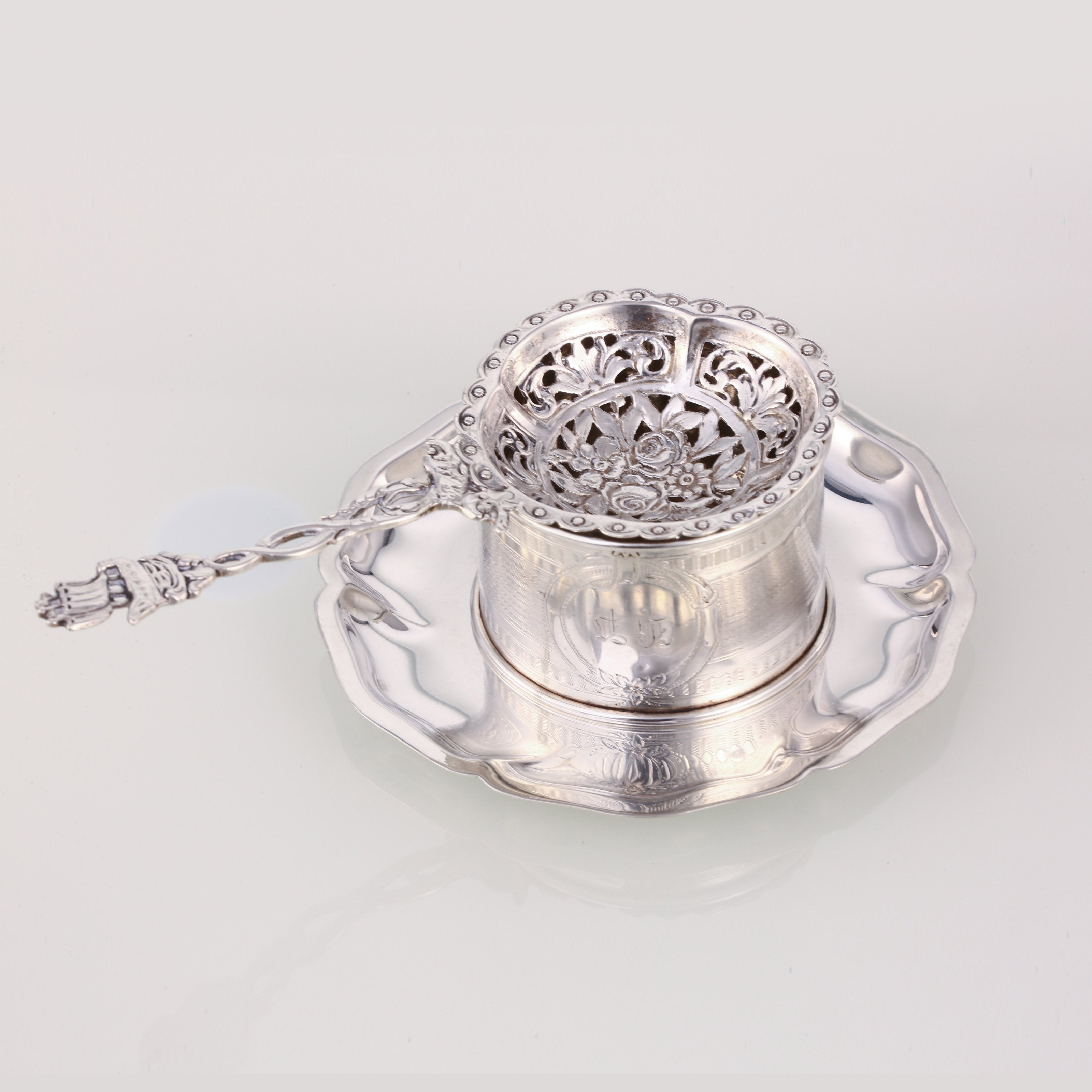 欧洲古董纯银茶滤