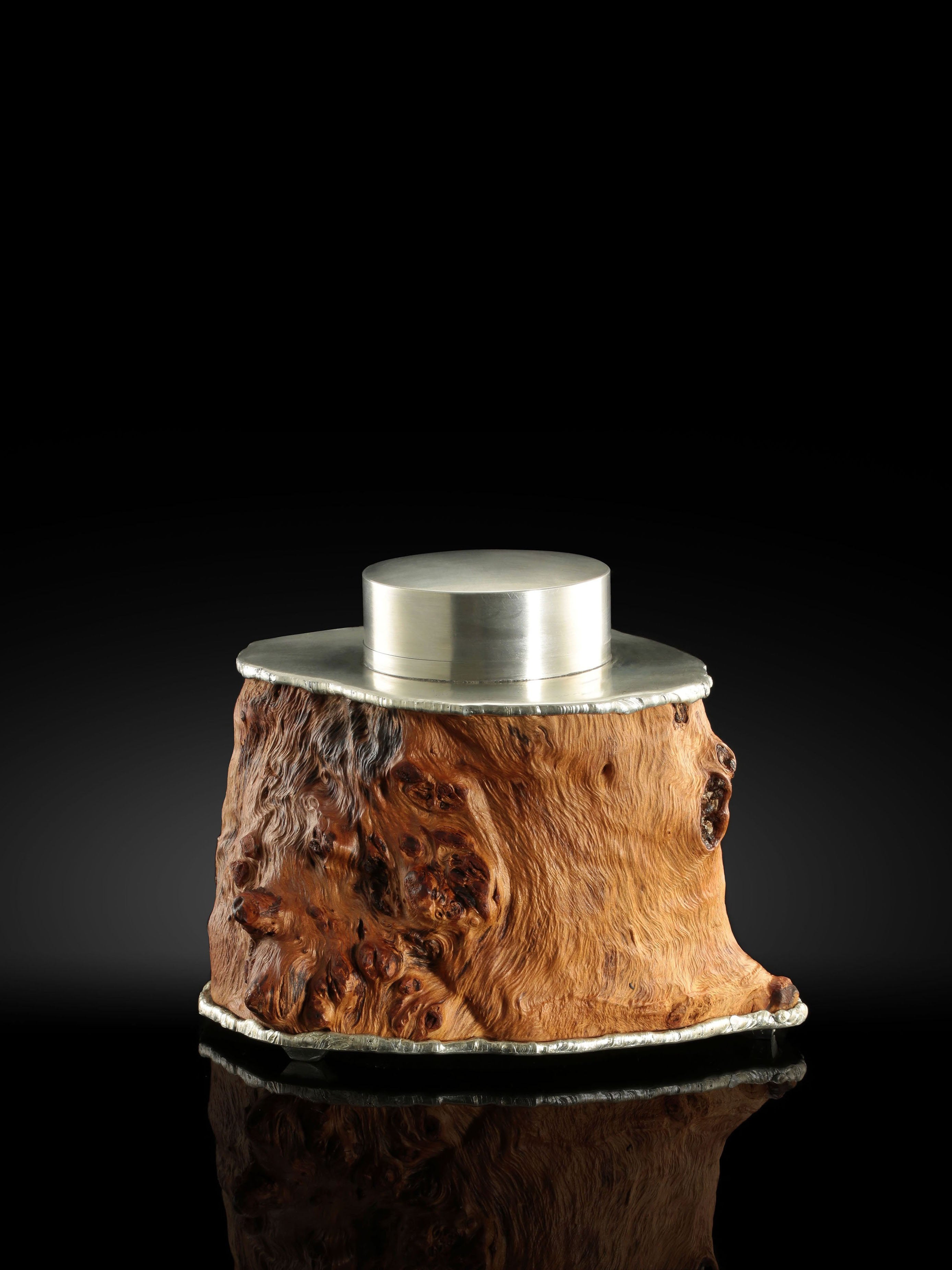 盤根錯節錫雕瘤木茶葉罐