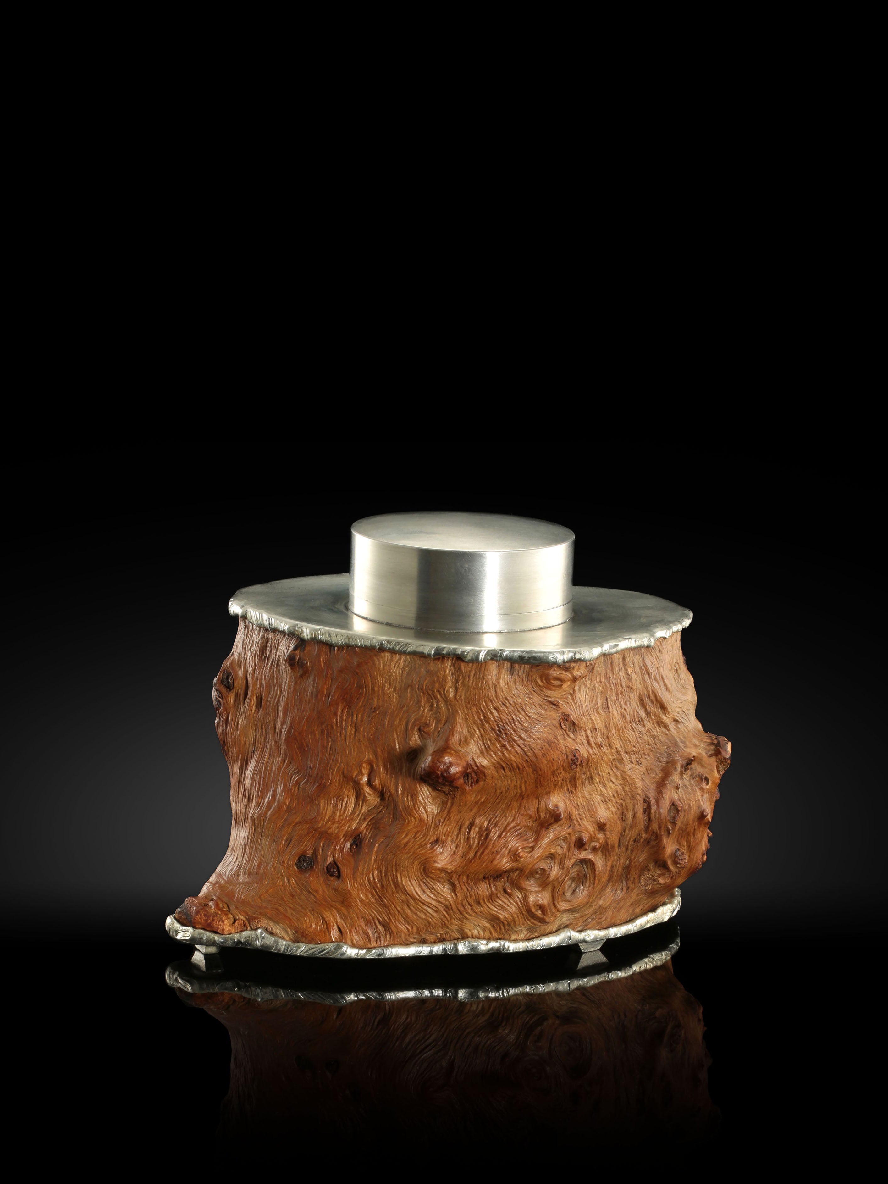 盤根錯節錫雕瘤木茶葉罐