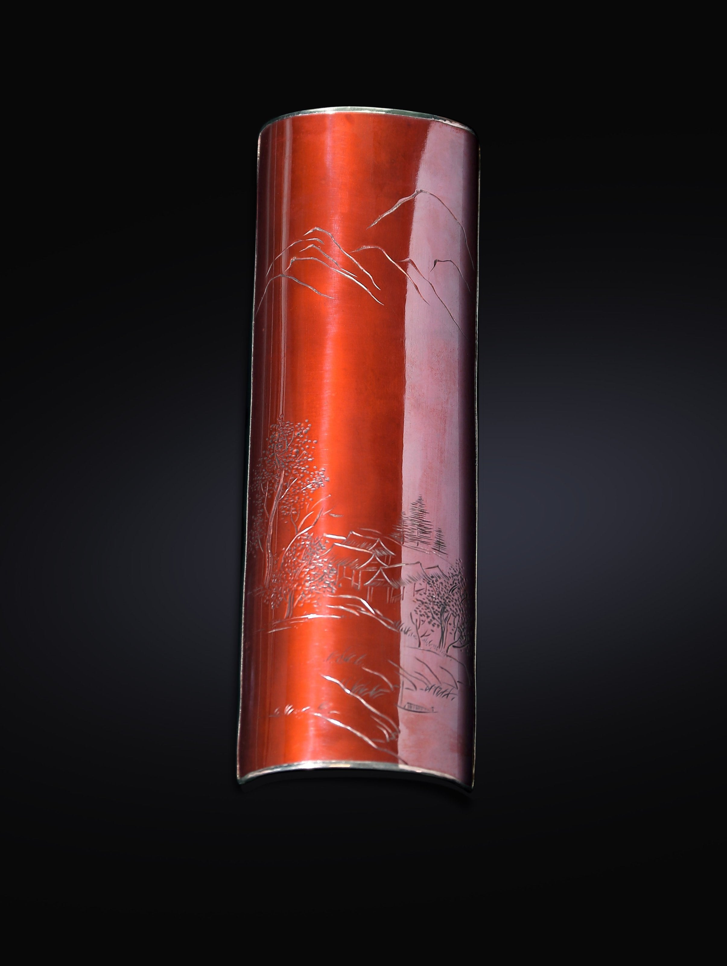 凭窗听暮蝉 铜包银茶则