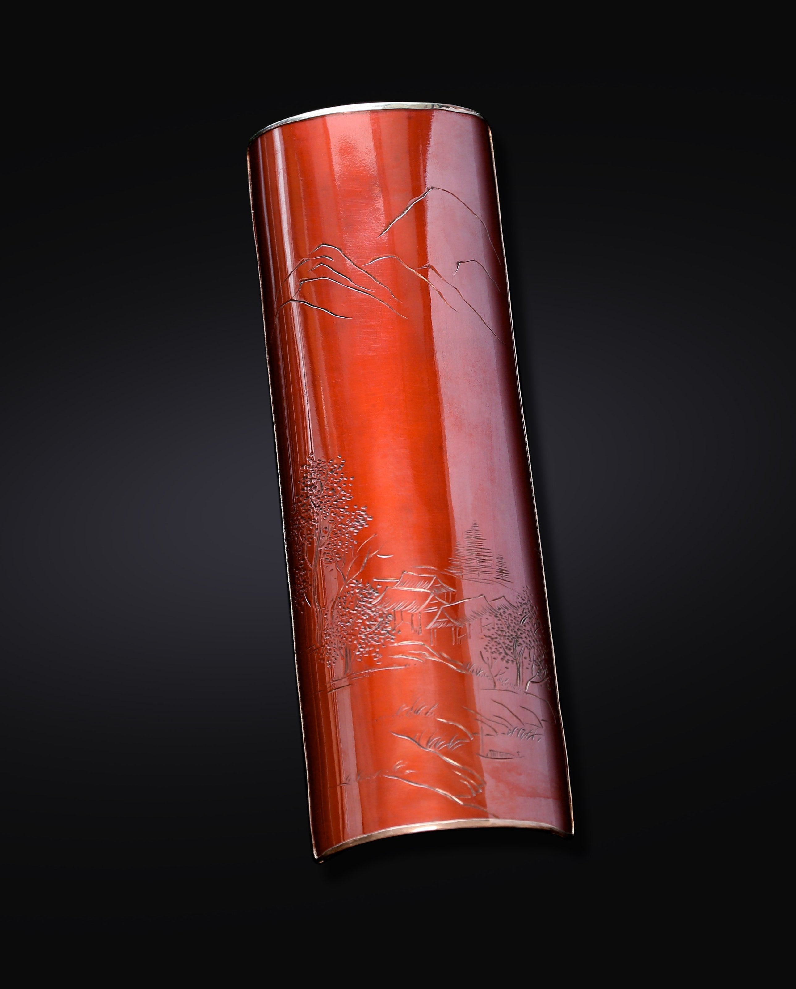 凭窗听暮蝉 铜包银茶则