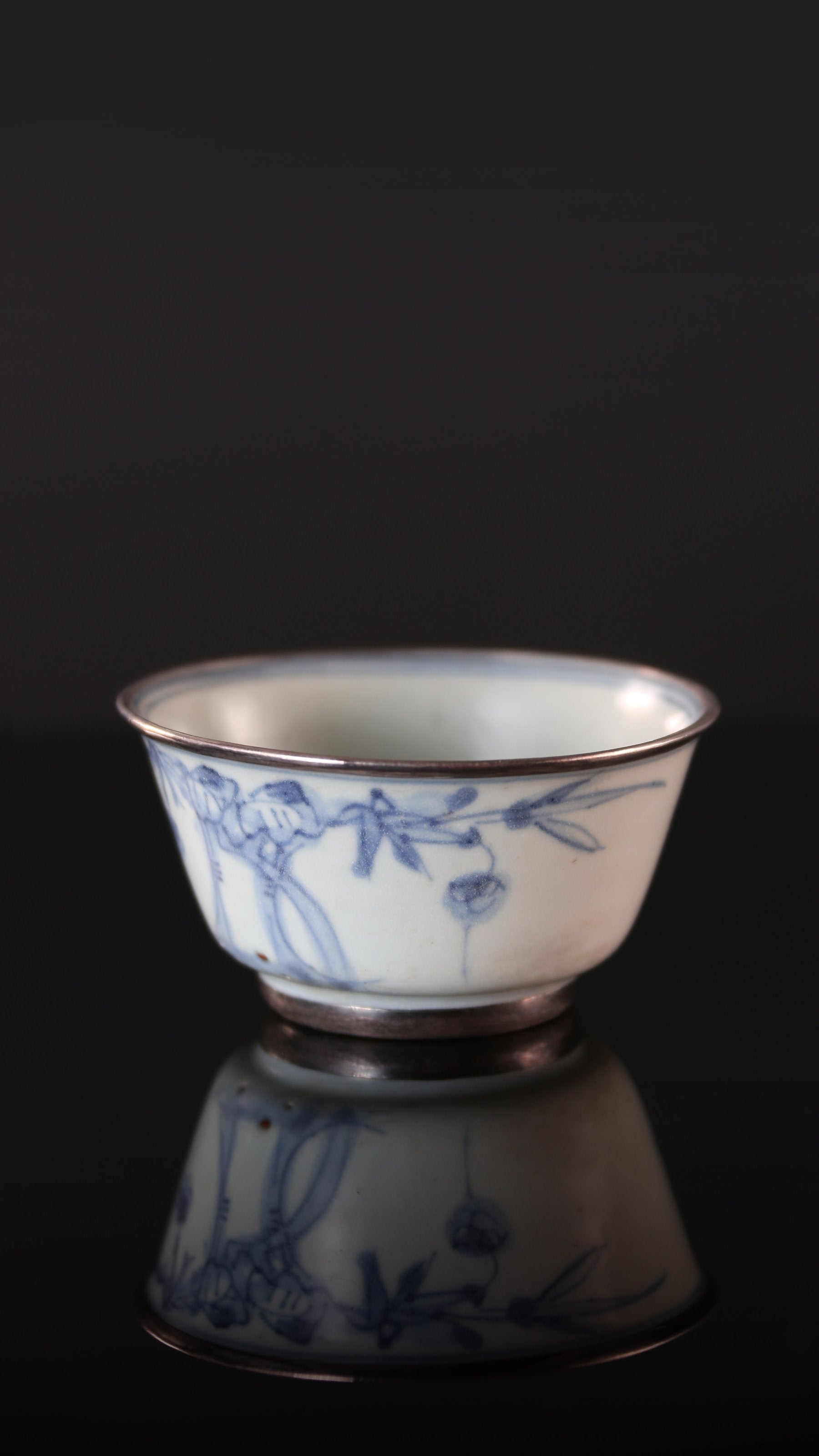 Floral Blue and White Porcelain Cup