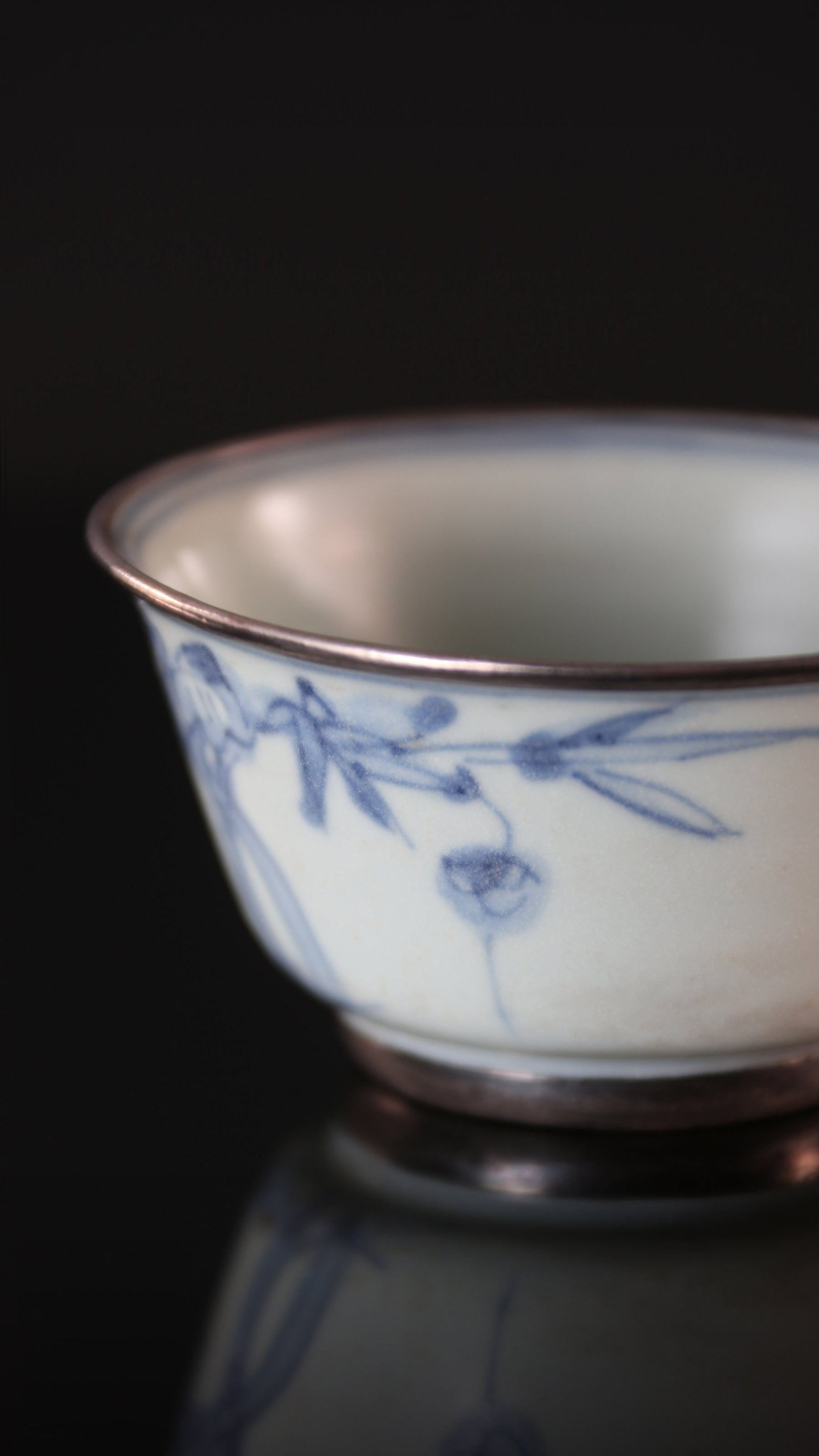 Floral Blue and White Porcelain Cup