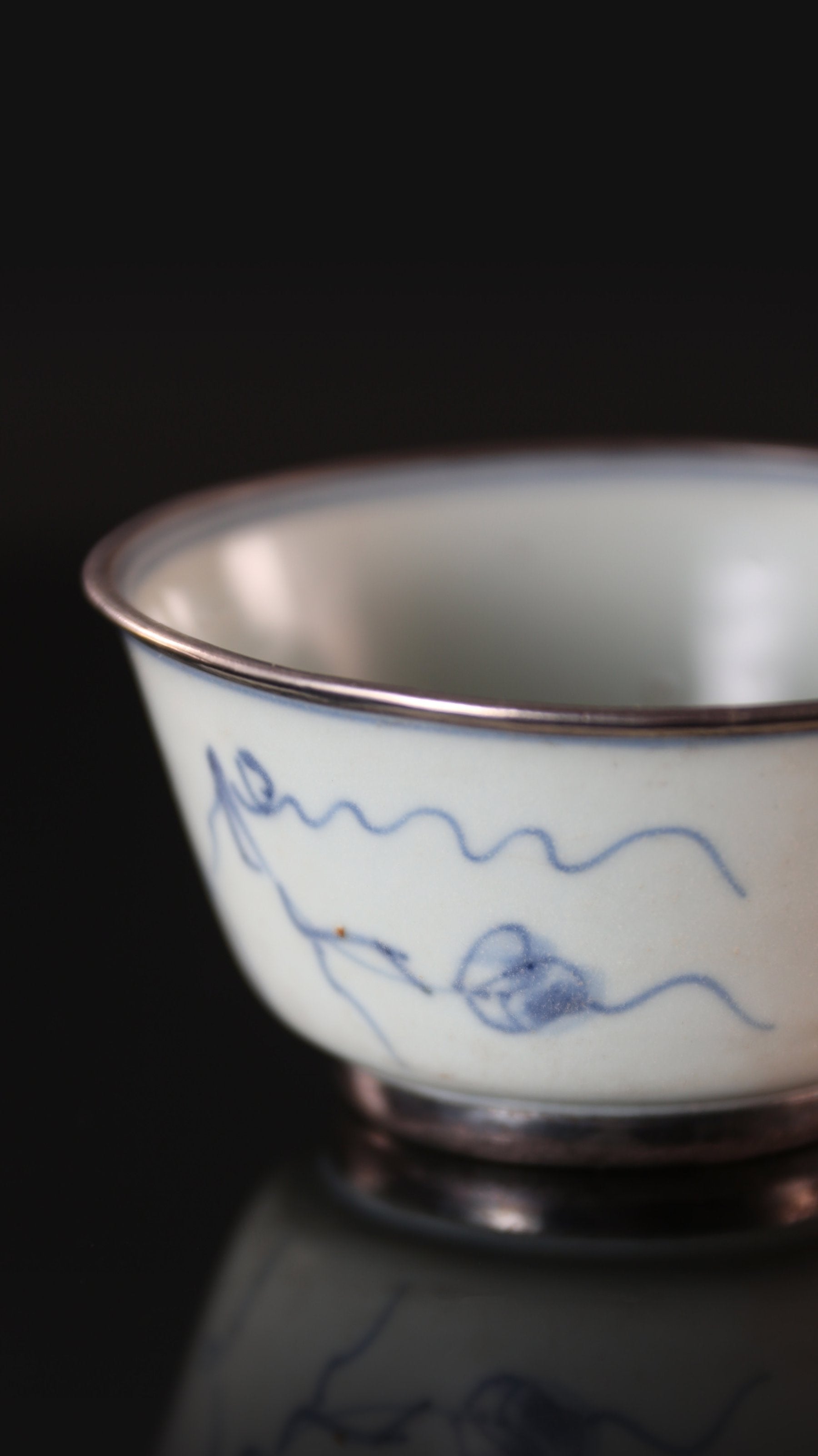 Floral Blue and White Porcelain Cup