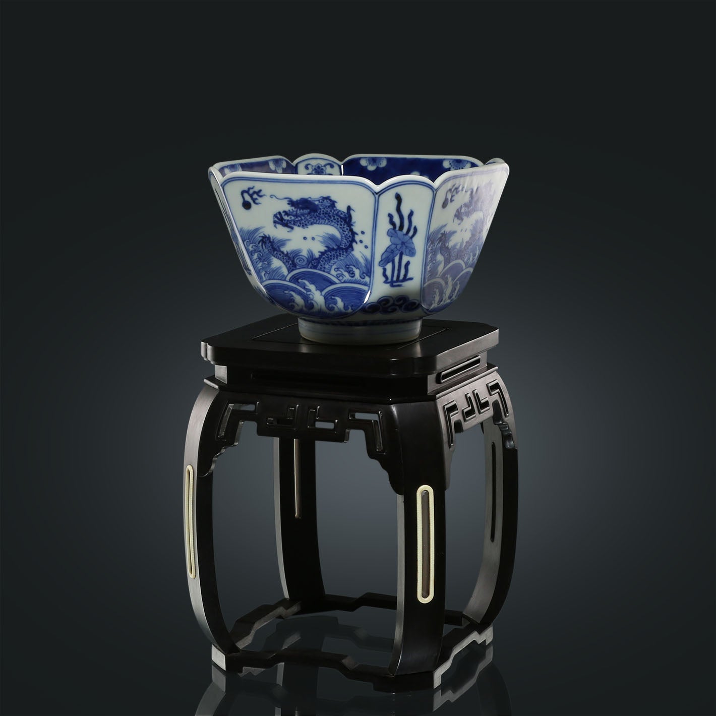 Blue and White Dragon / Phoenix Bowl