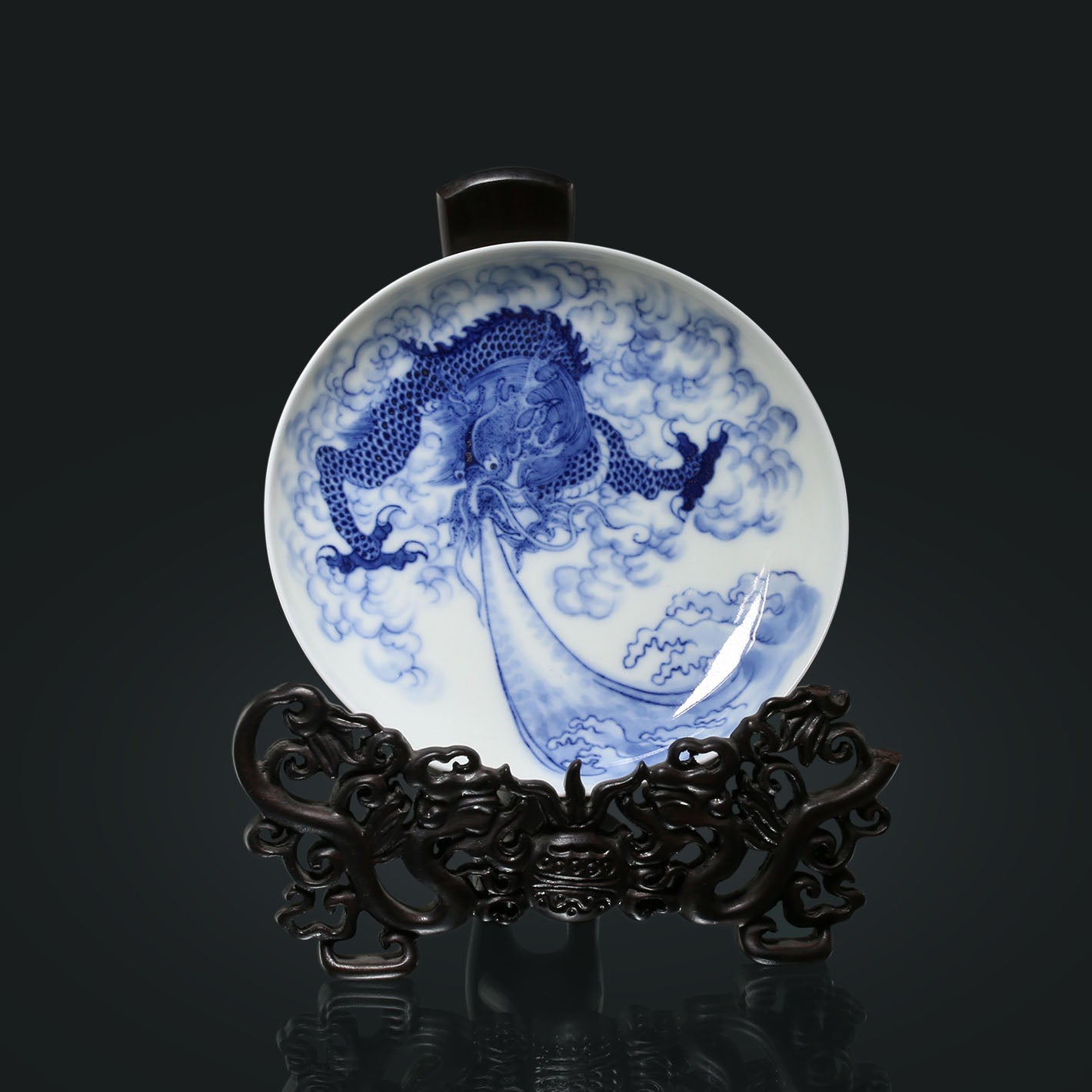Blue and White Dragon Water Pot/Seal Box/ink disc