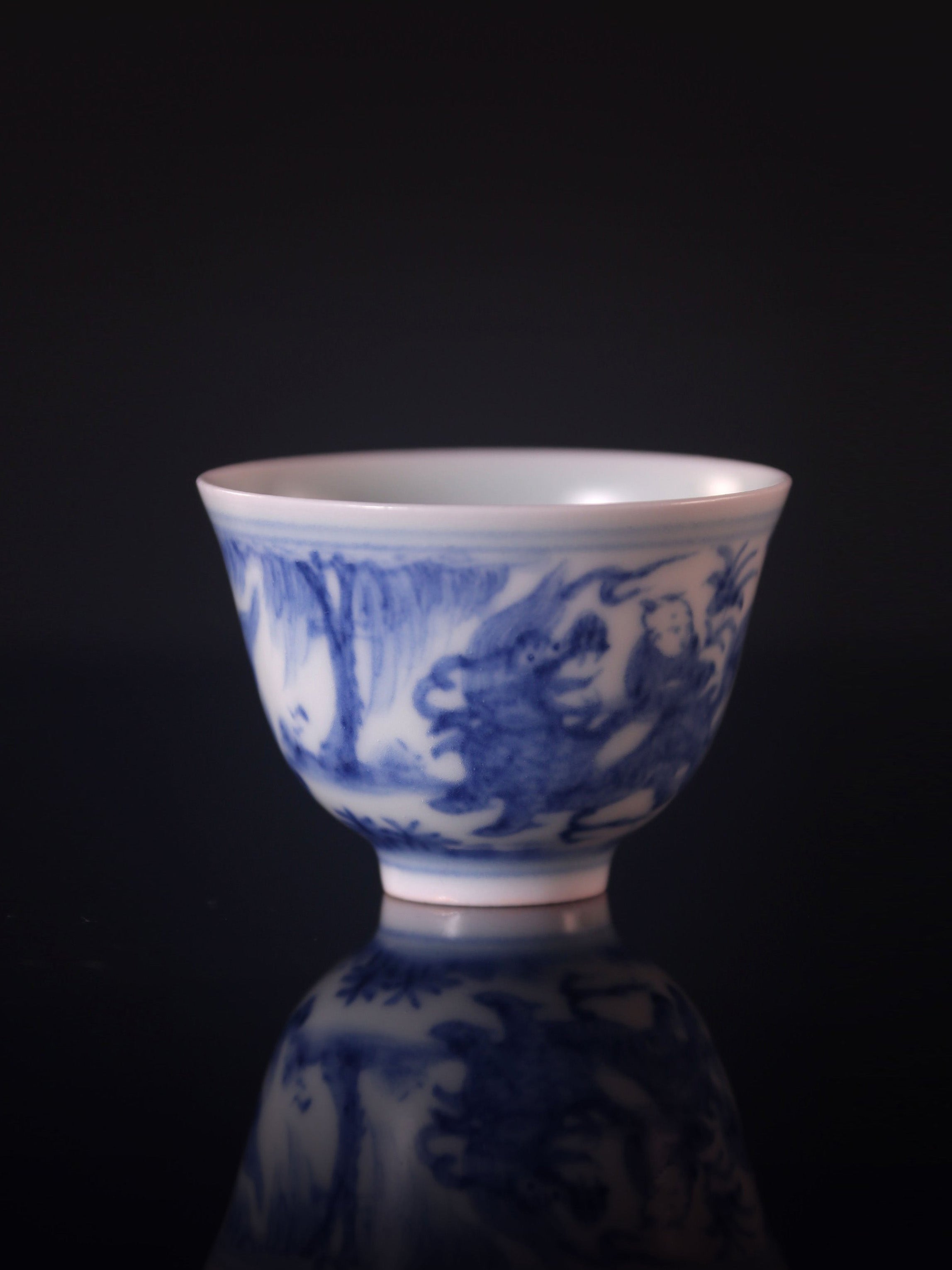 Blue-and-White Qilin Sending a Son Cup