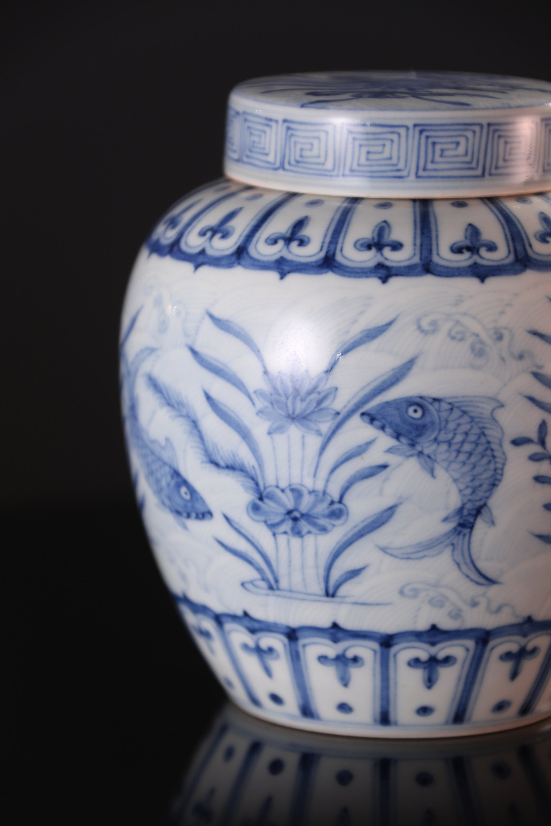 青花藻纹茶叶罐