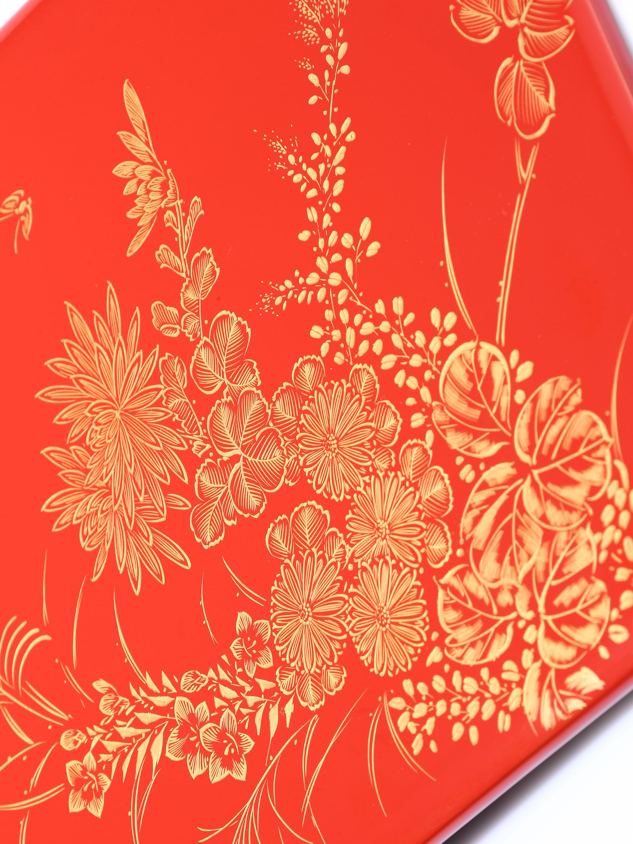 日本轮岛涂沈金花草文盒