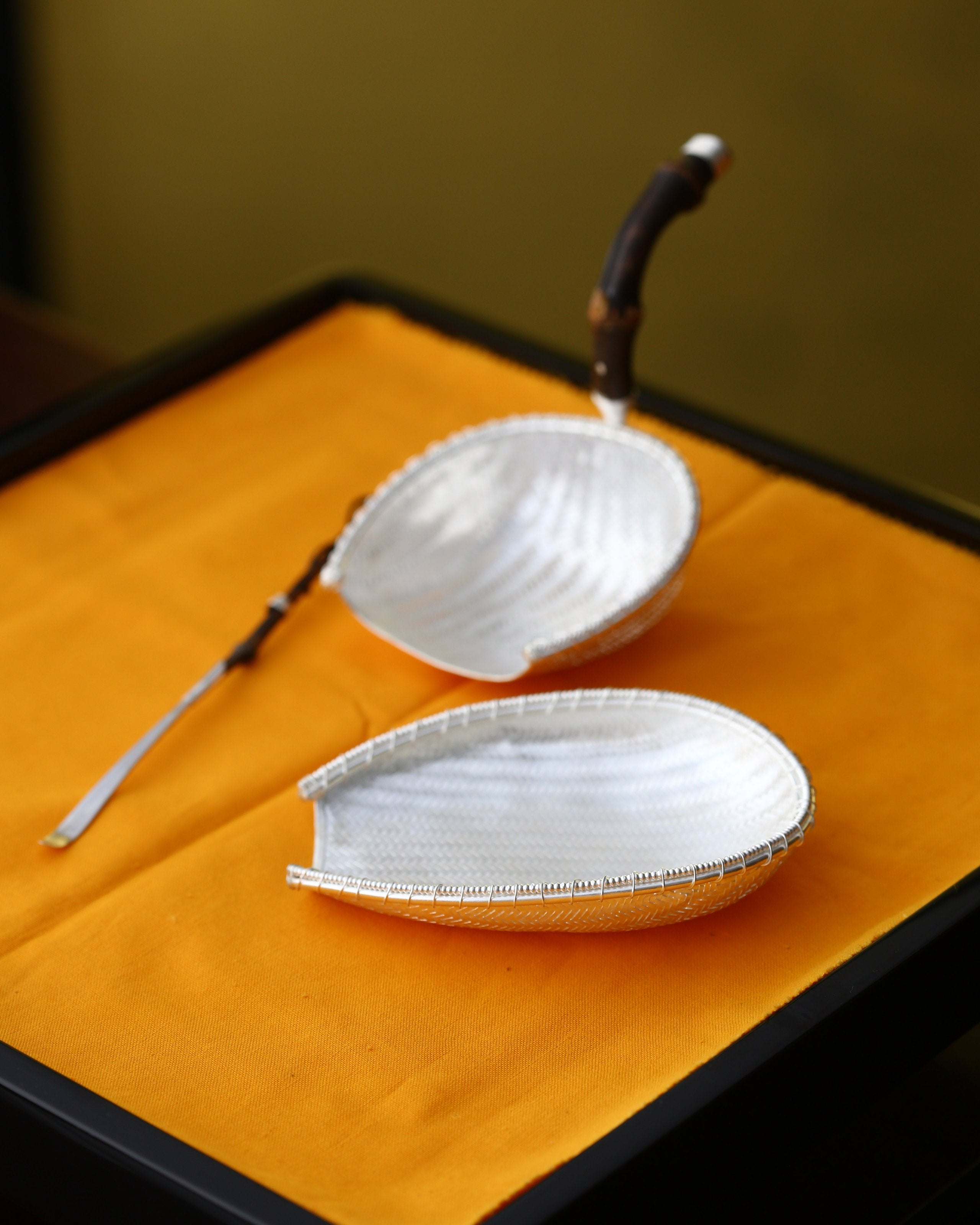 日进斗金纯银 纯金 茶漏、茶则、茶拨