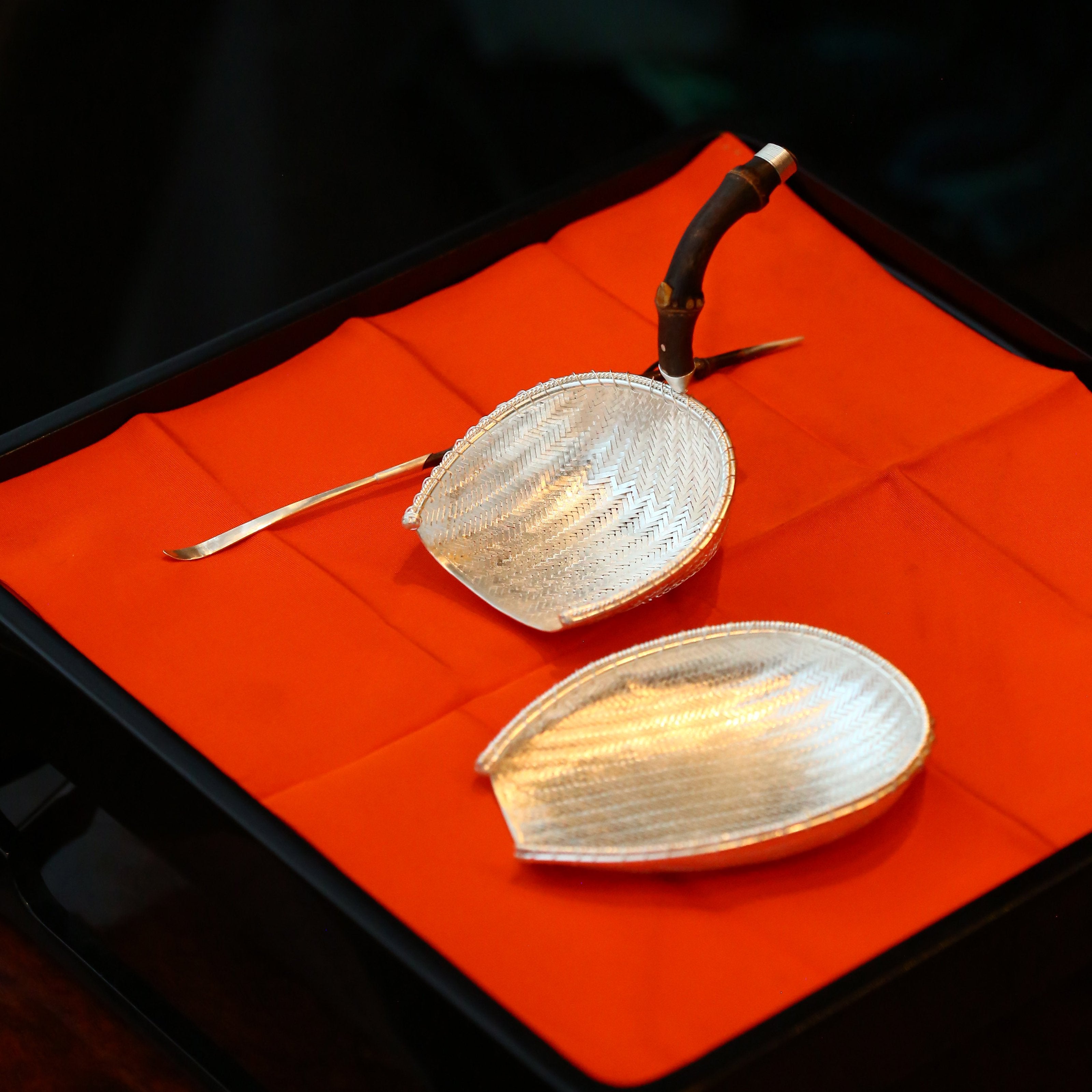 日进斗金纯银 纯金 茶漏、茶则、茶拨