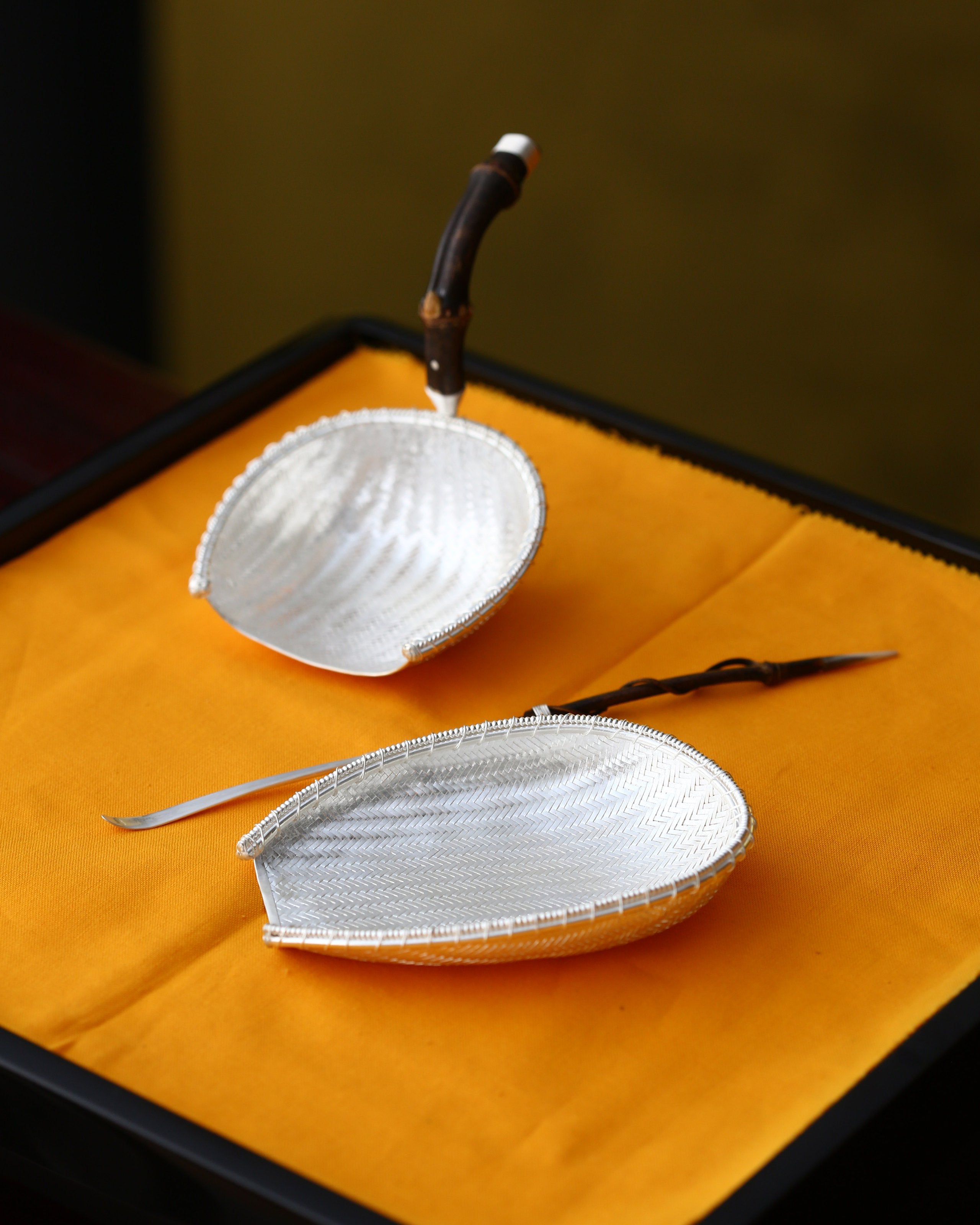 日进斗金纯银 纯金 茶漏、茶则、茶拨