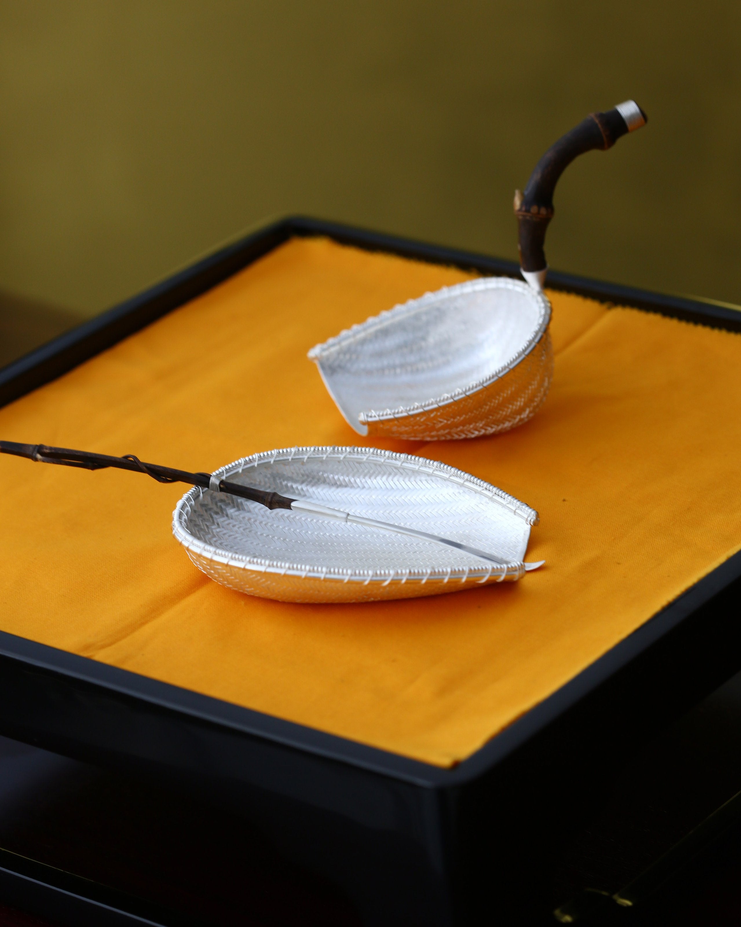 日进斗金纯银 纯金 茶漏、茶则、茶拨