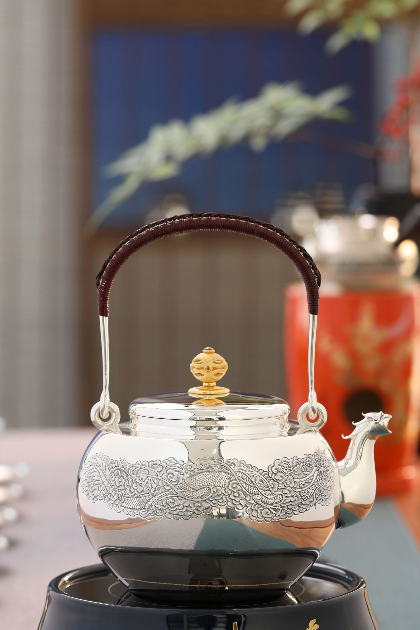 Beast-mouth Cloud Dragon Silver Pot