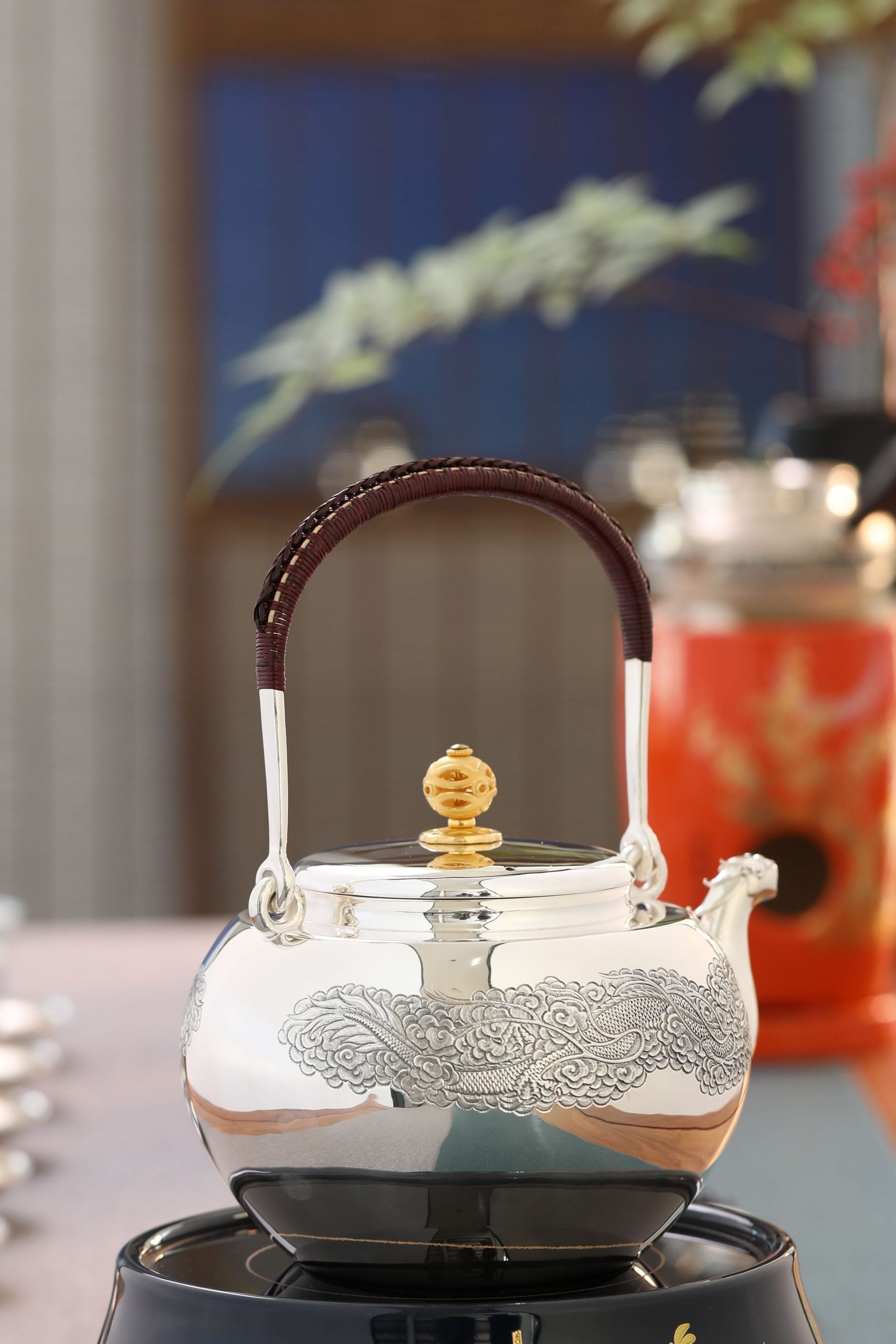 Beast-mouth Cloud Dragon Silver Pot