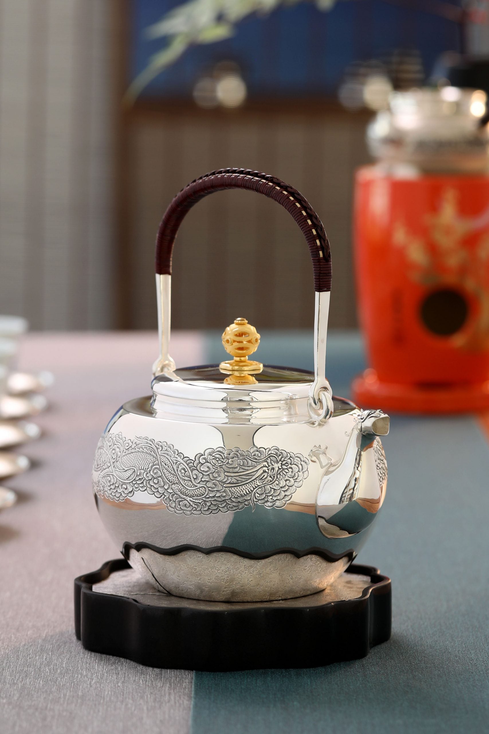 Beast-mouth Cloud Dragon Silver Pot