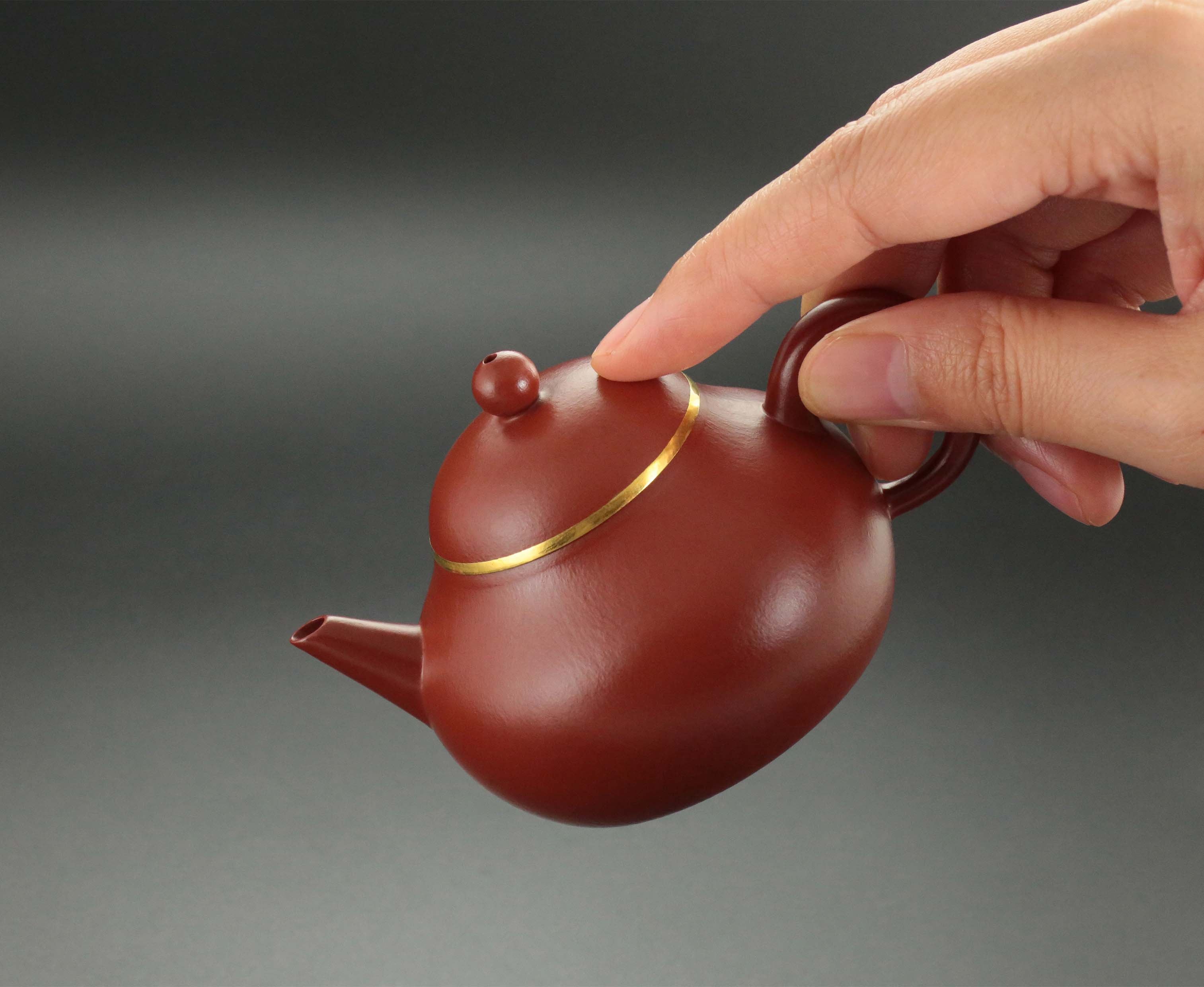 小煤窯朱泥口包金水平壺