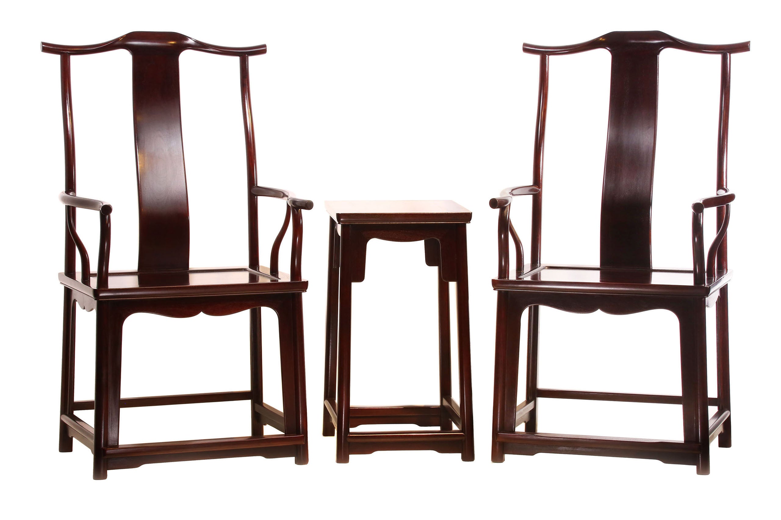Zambian rosewood official's hat chair with four protruding ends