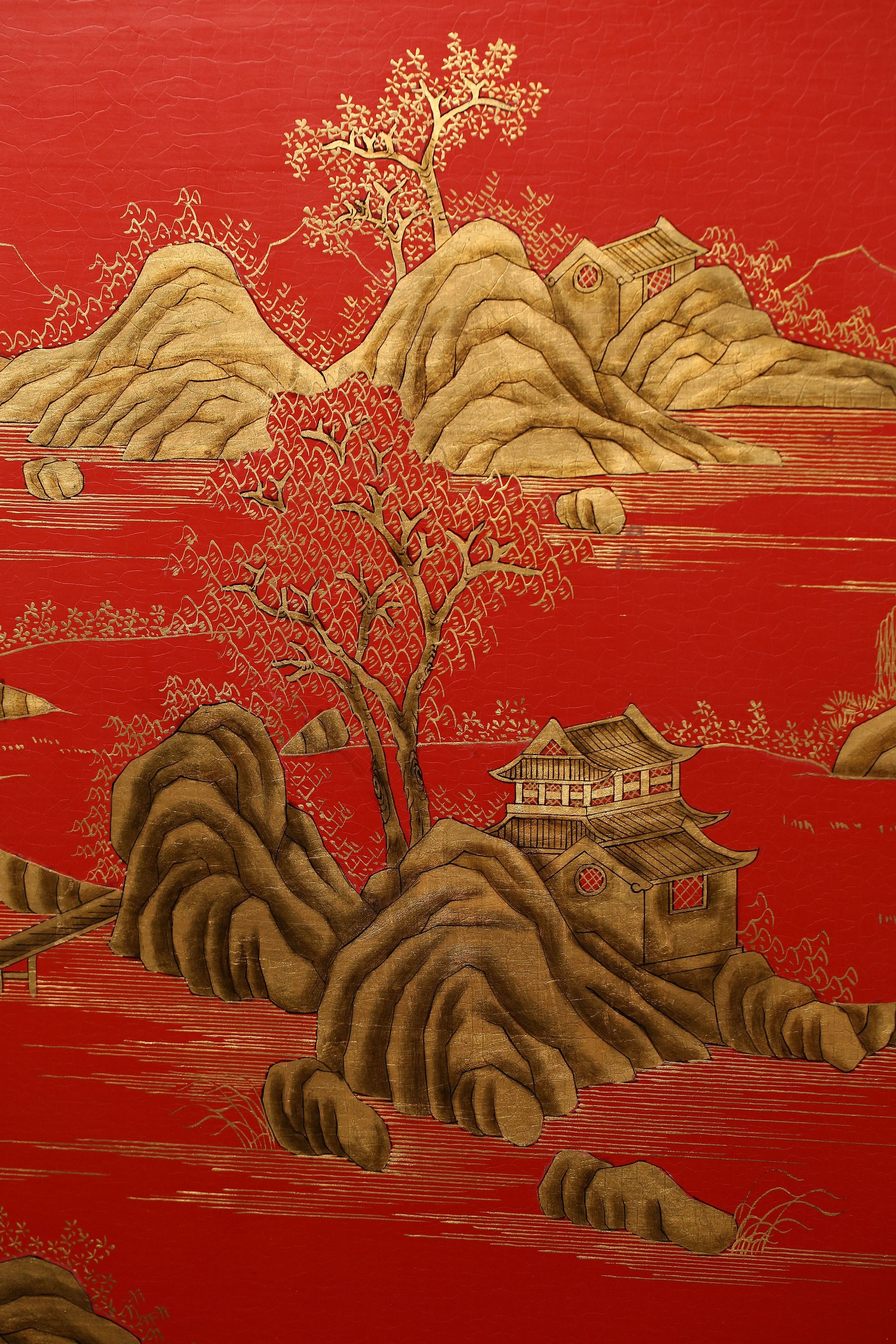 百寶嵌「四君子」插屏