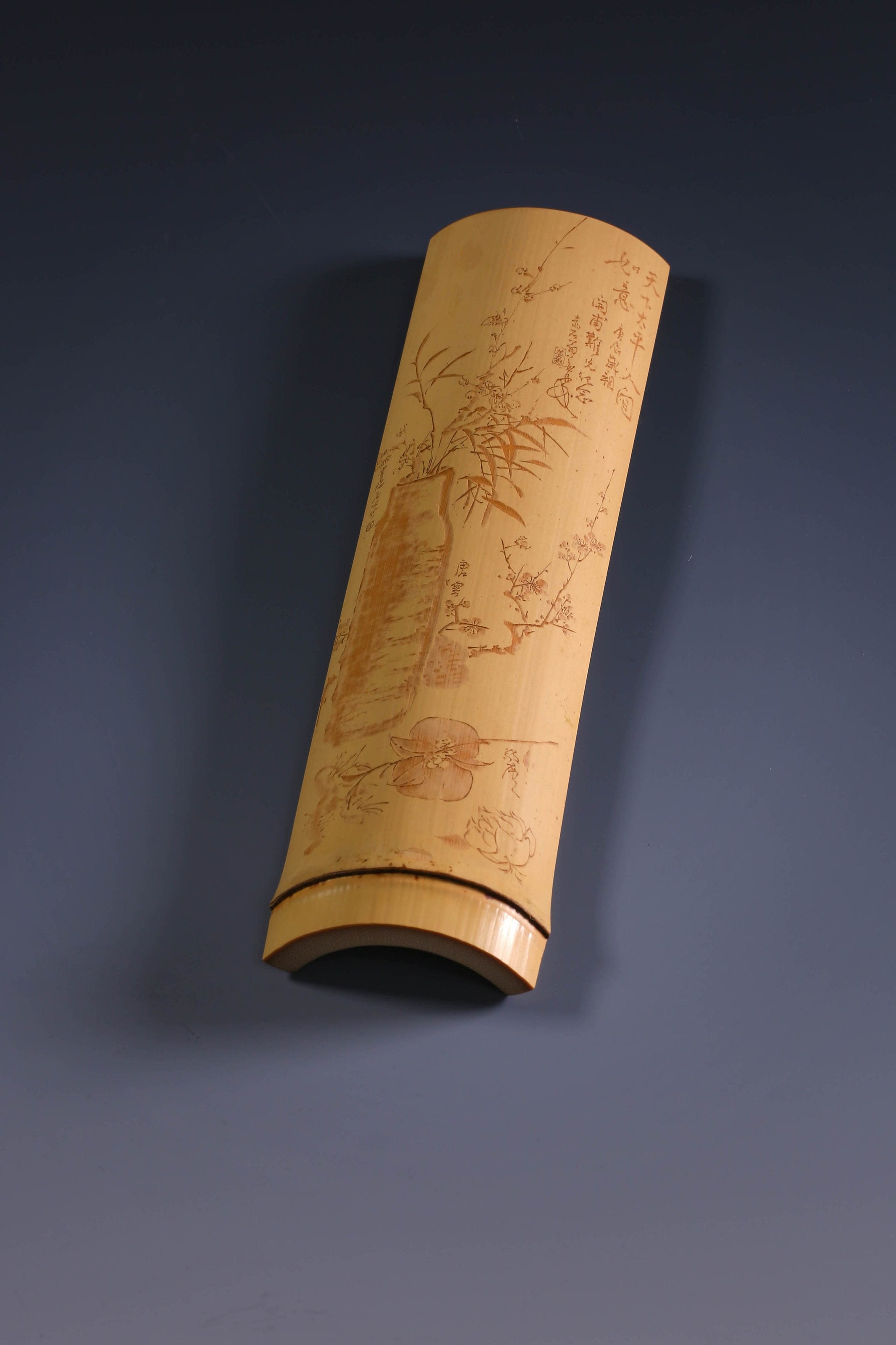 唐云博古图陈建双留青竹雕茶则