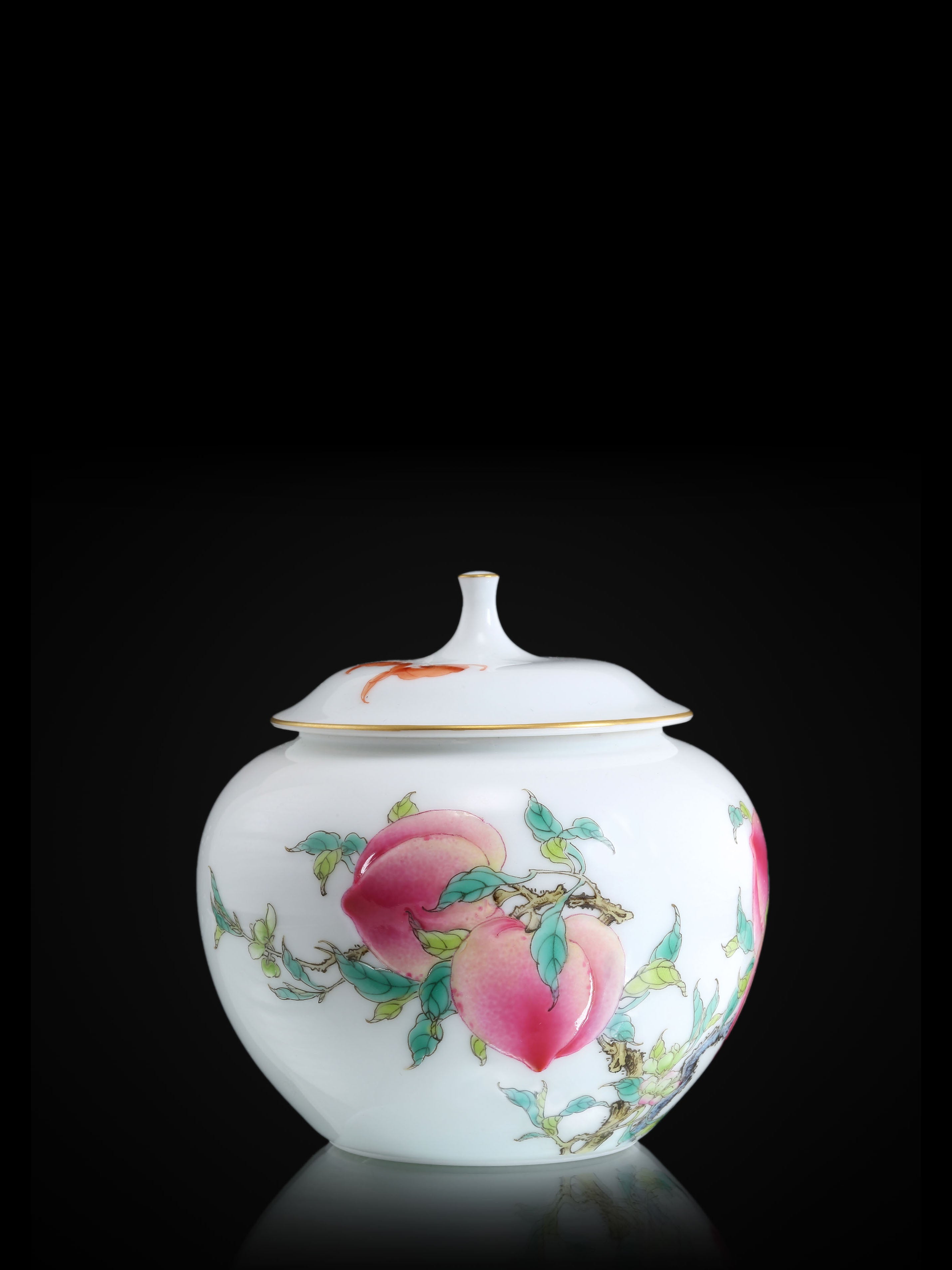 粉彩金花壽桃茶倉/公道杯/雞心杯