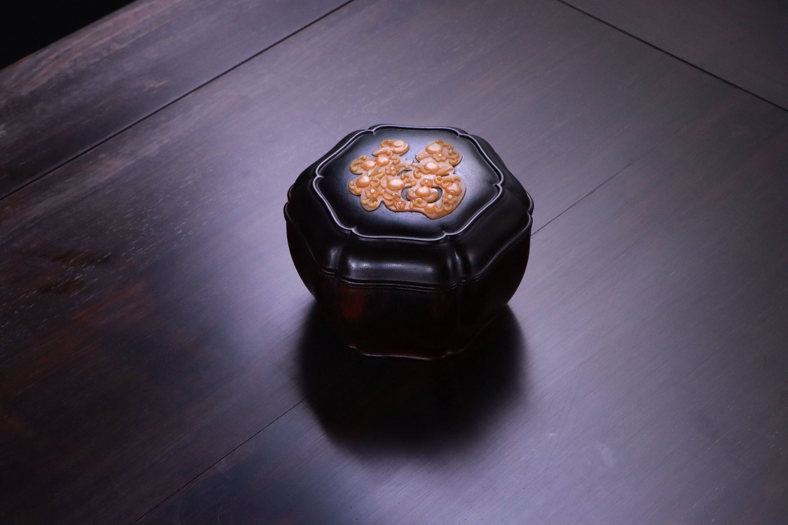 添福小叶紫檀葵口茶仓