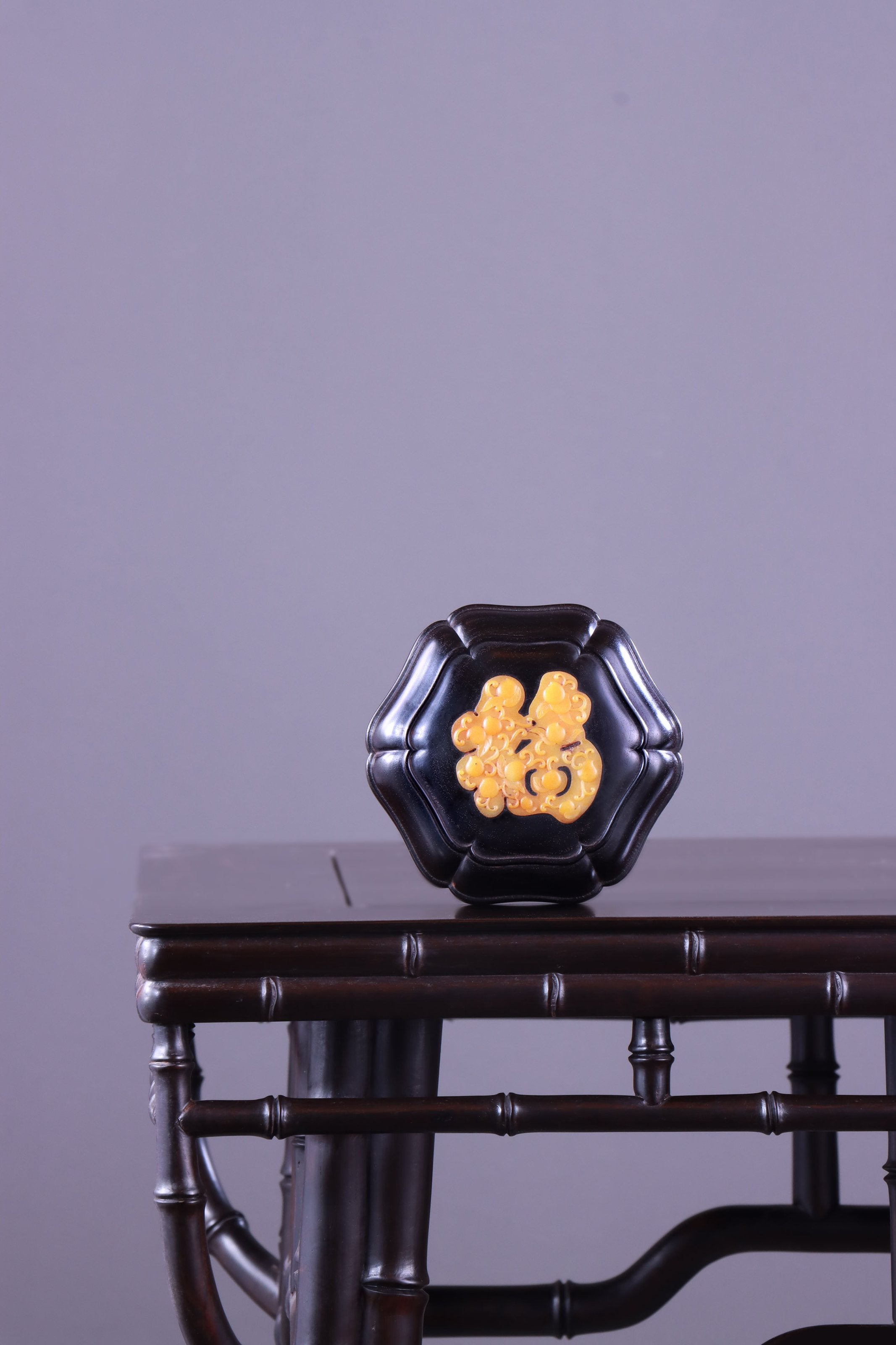 添福小叶紫檀葵口茶仓