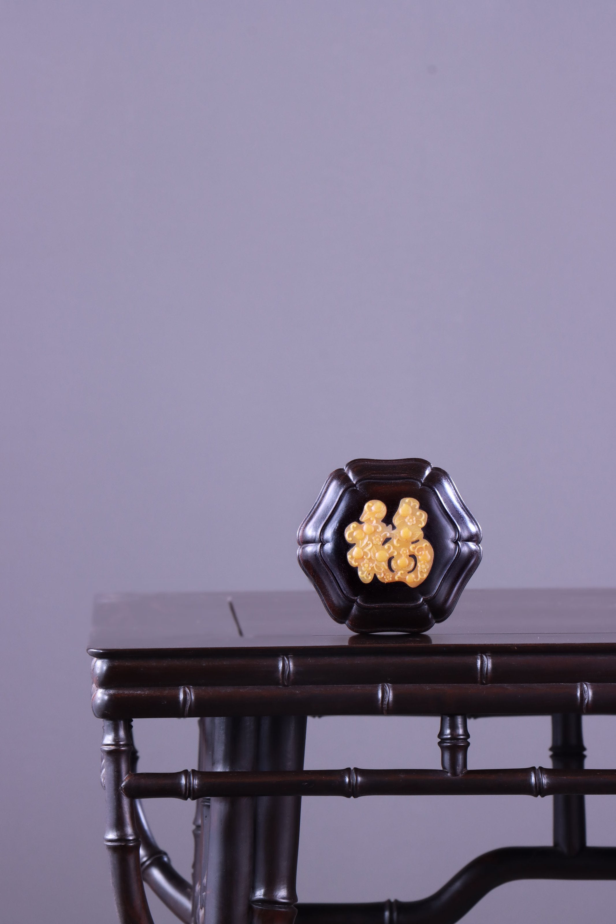 添福小叶紫檀葵口茶仓